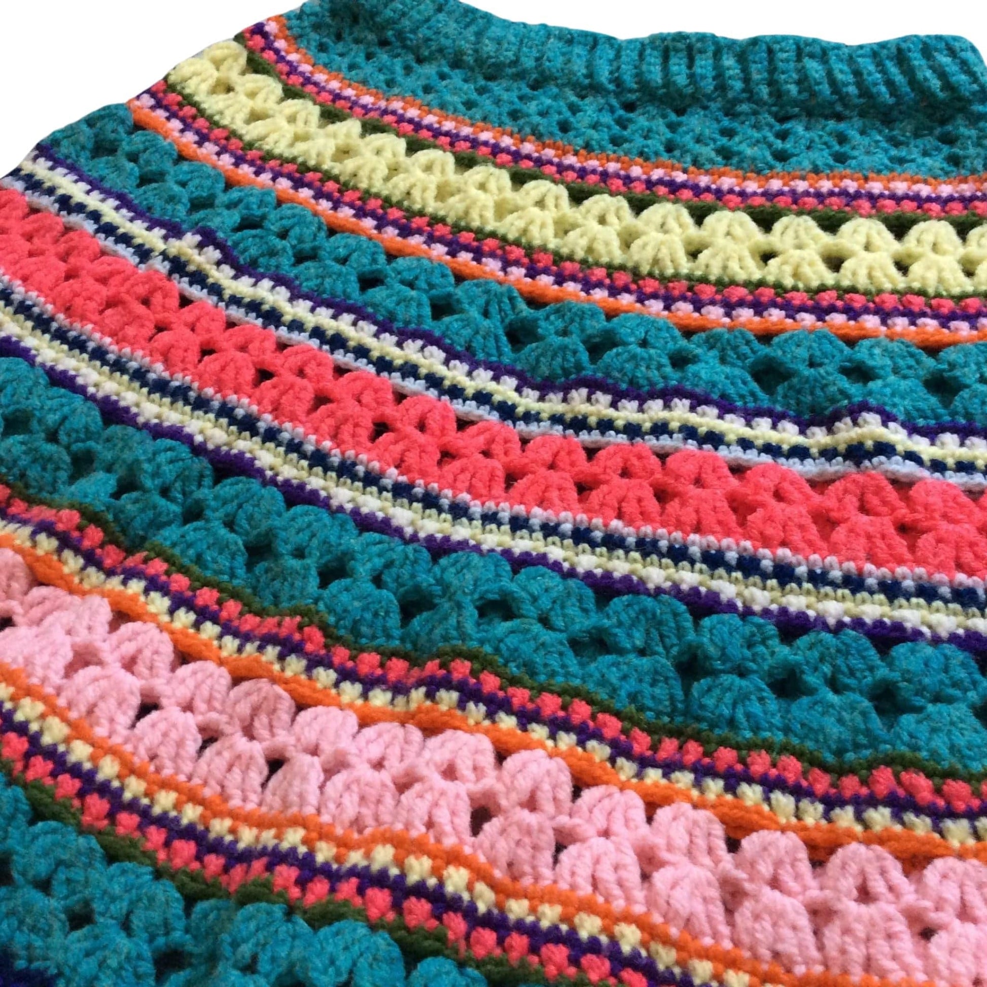 Vintage Crochet Mini Skirt Small / Multi / Vintage 1970s
