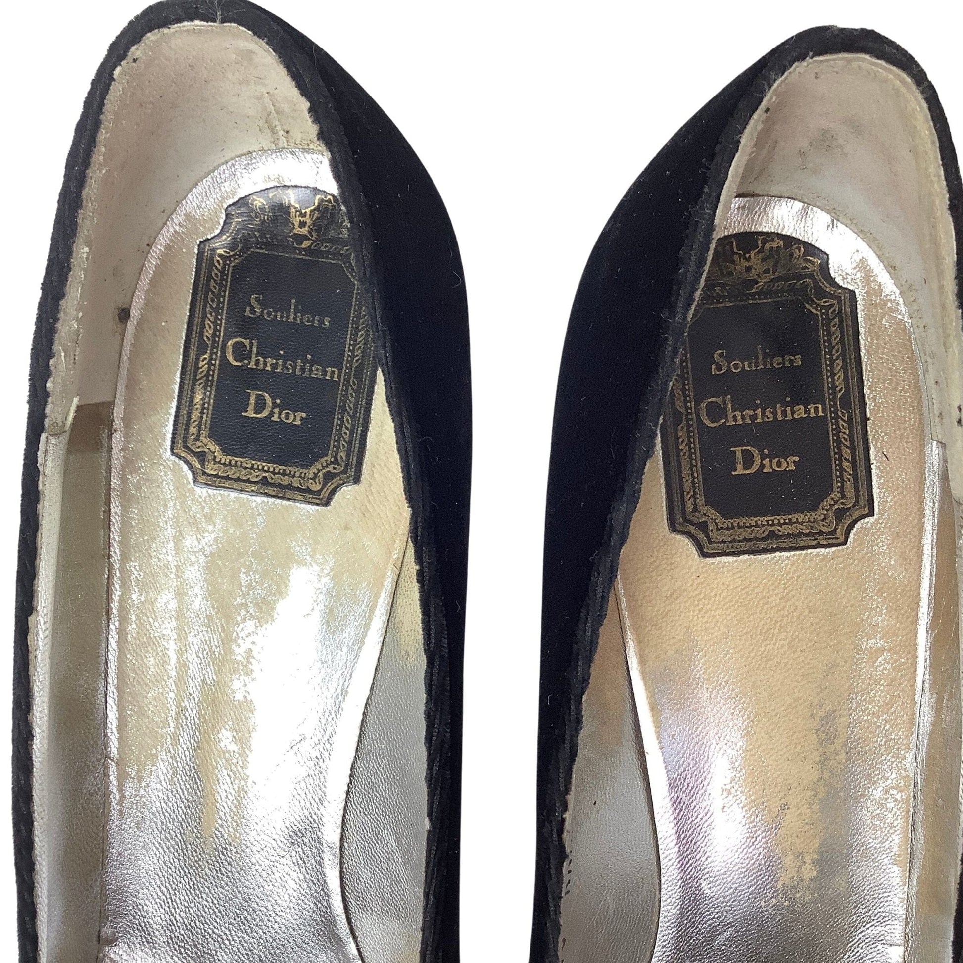 Vintage Dior Velvet Heels 10 / Black / Vintage 1960s