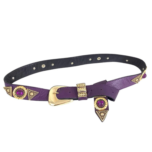Vintage Embellished Belt Small / Purple / Vintage 1980s