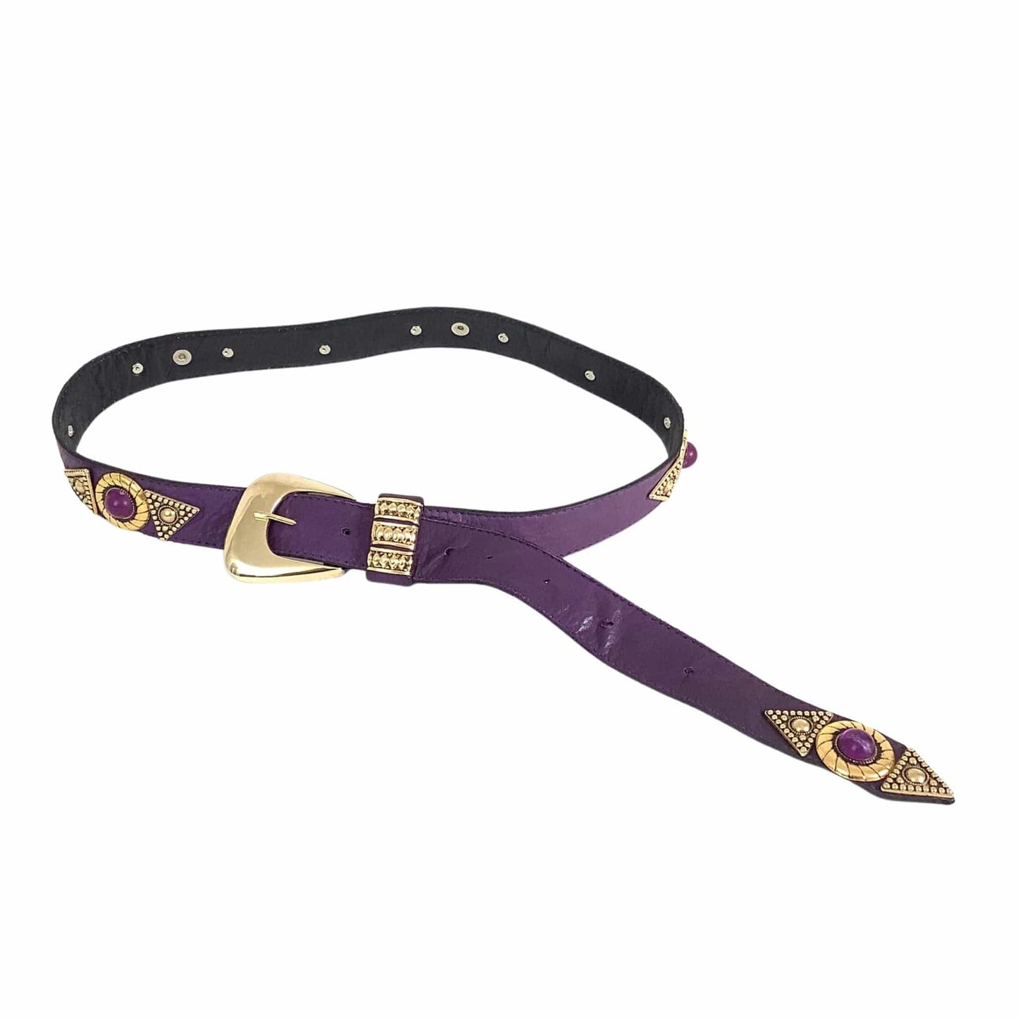 Vintage Embellished Belt Small / Purple / Vintage 1980s