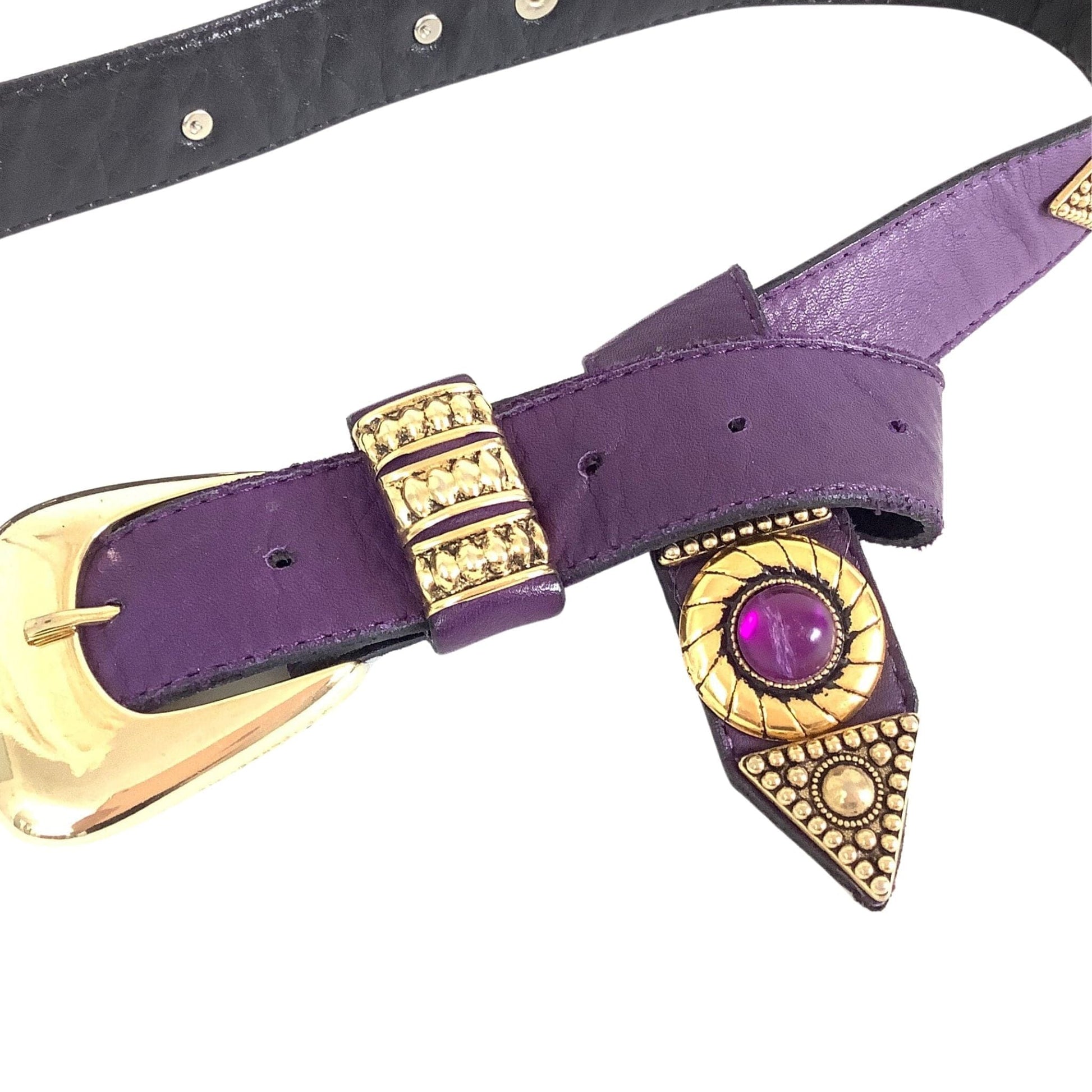 Vintage Embellished Belt Small / Purple / Vintage 1980s