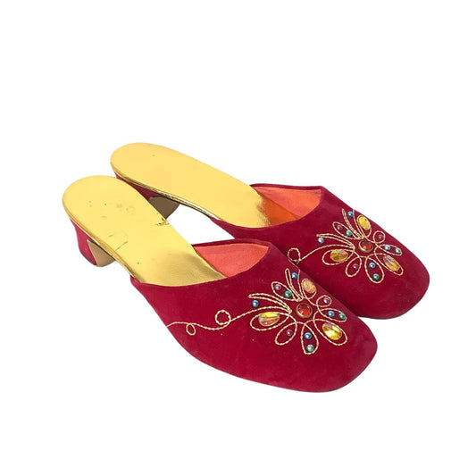 Vintage Embellished Slippers 7.5 7.5 / Red