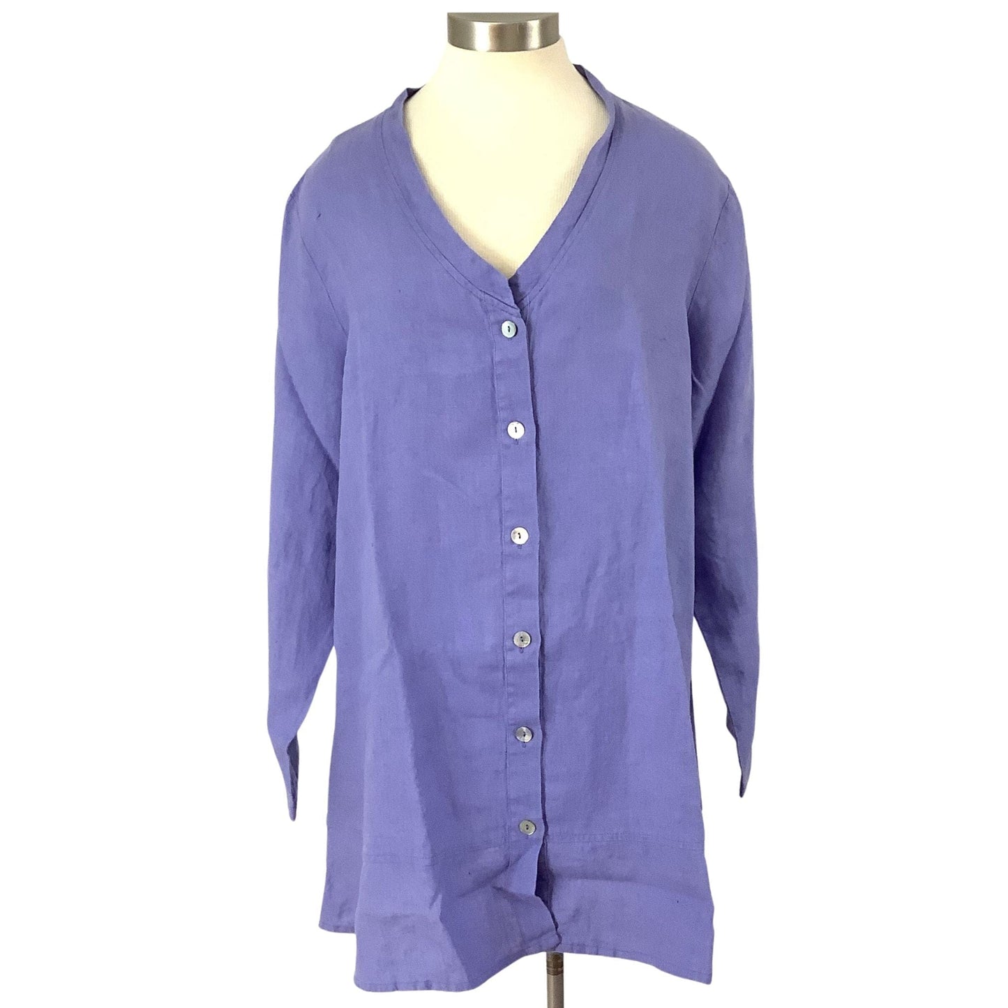 Vintage Flax Linen Tunic Large / Blue / Tunic