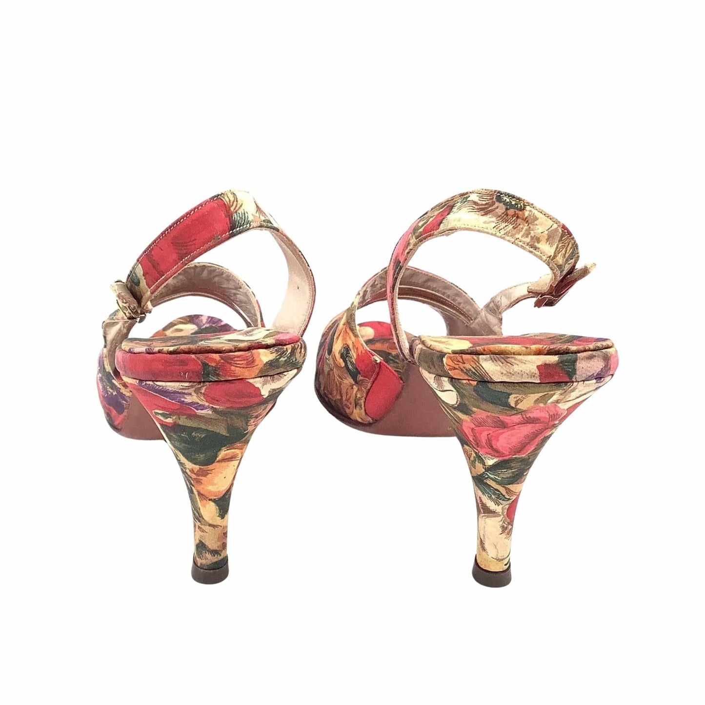 Vintage Floral Strappy Heels 8.5 / Floral / Vintage 1980s