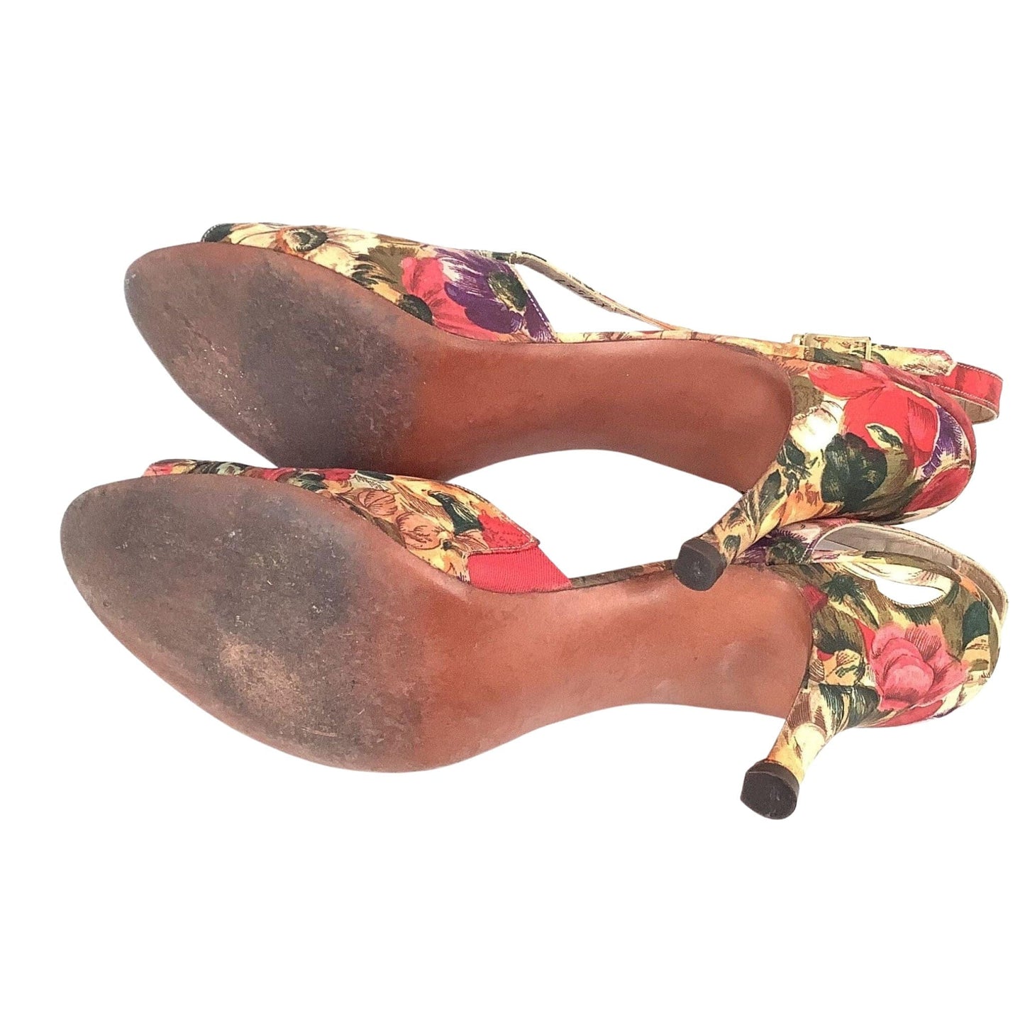 Vintage Floral Strappy Heels 8.5 / Floral / Vintage 1980s