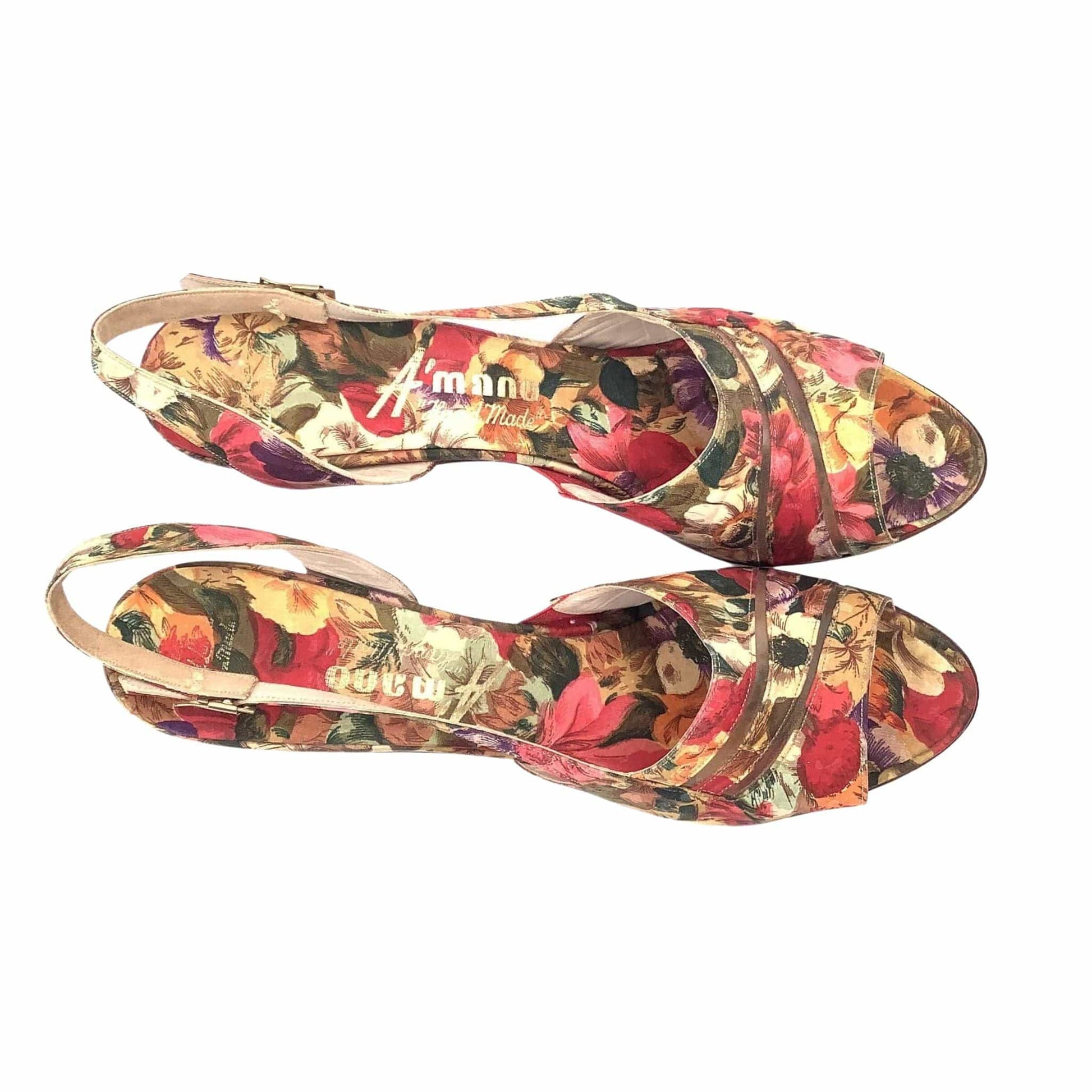 Vintage Floral Strappy Heels 8.5 / Floral / Vintage 1980s