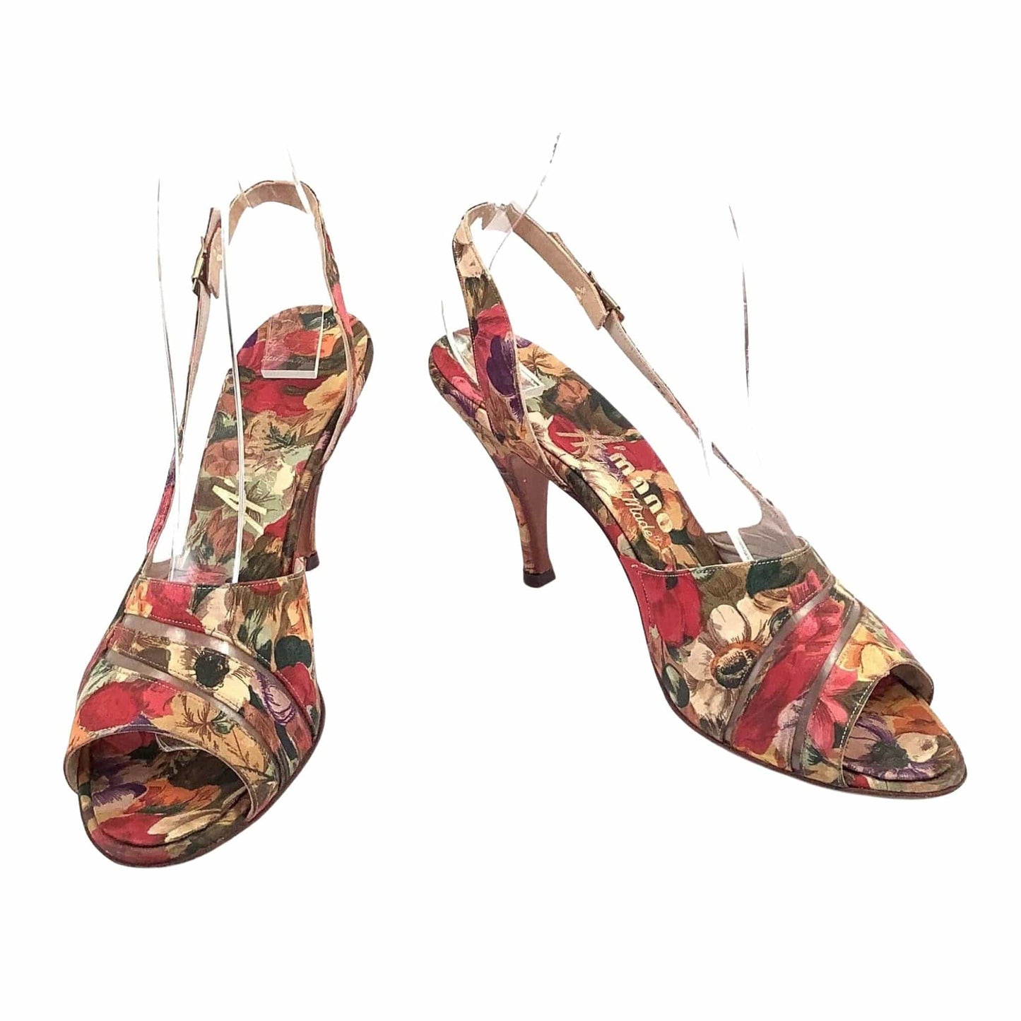 Vintage Floral Strappy Heels 8.5 / Floral / Vintage 1980s