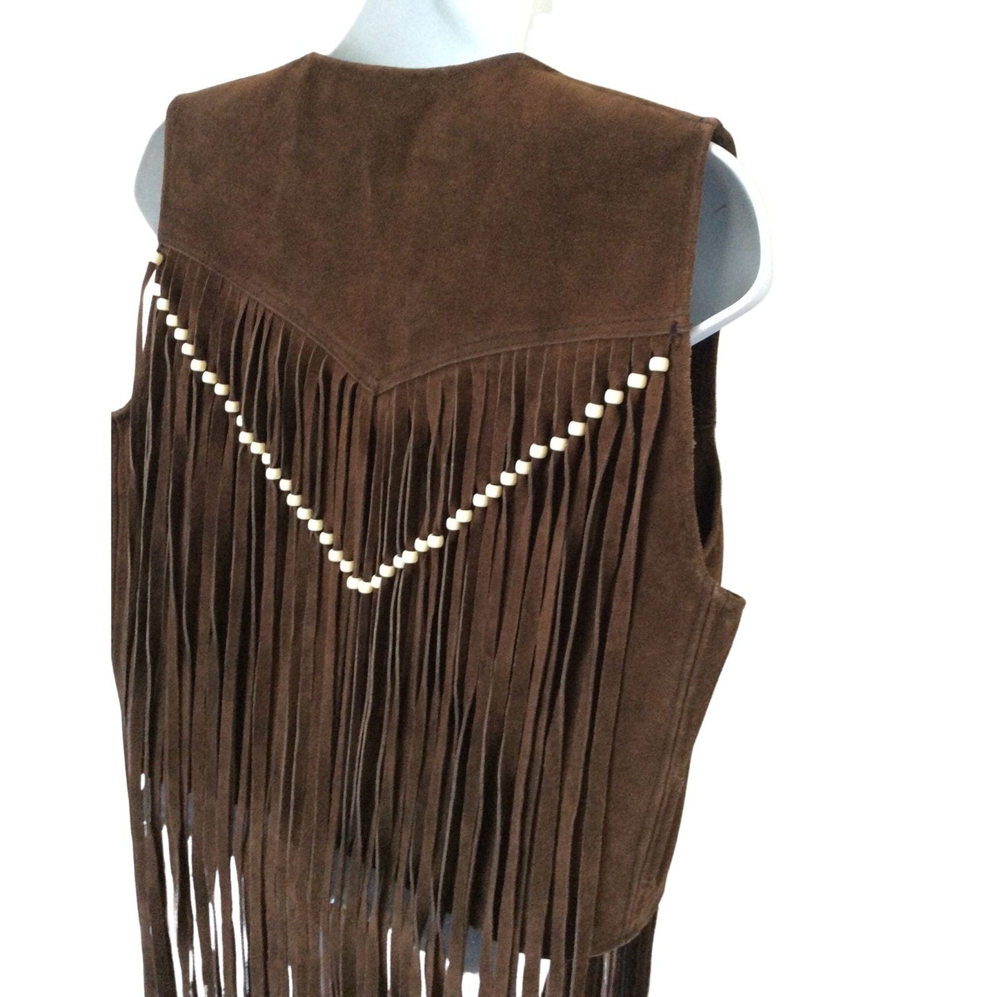 Vintage Fringed Leather Vest Medium / Brown / Vintage 1970s