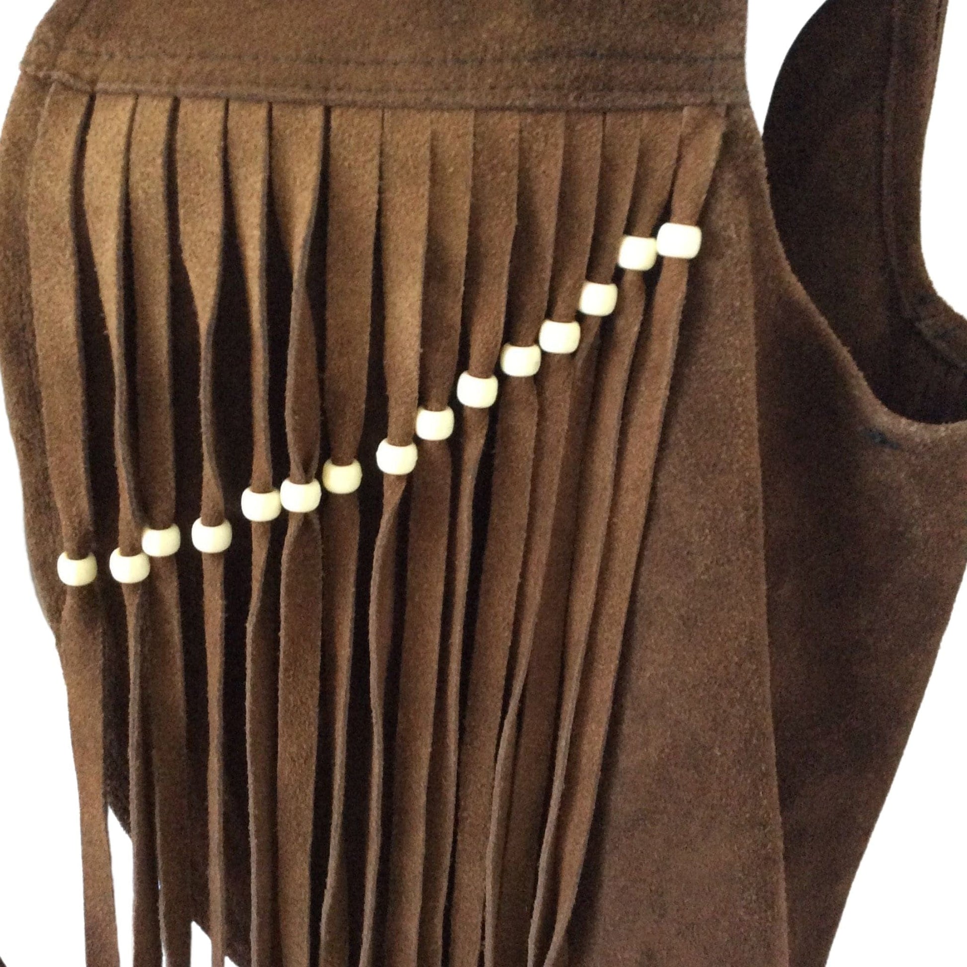 Vintage Fringed Leather Vest Medium / Brown / Vintage 1970s