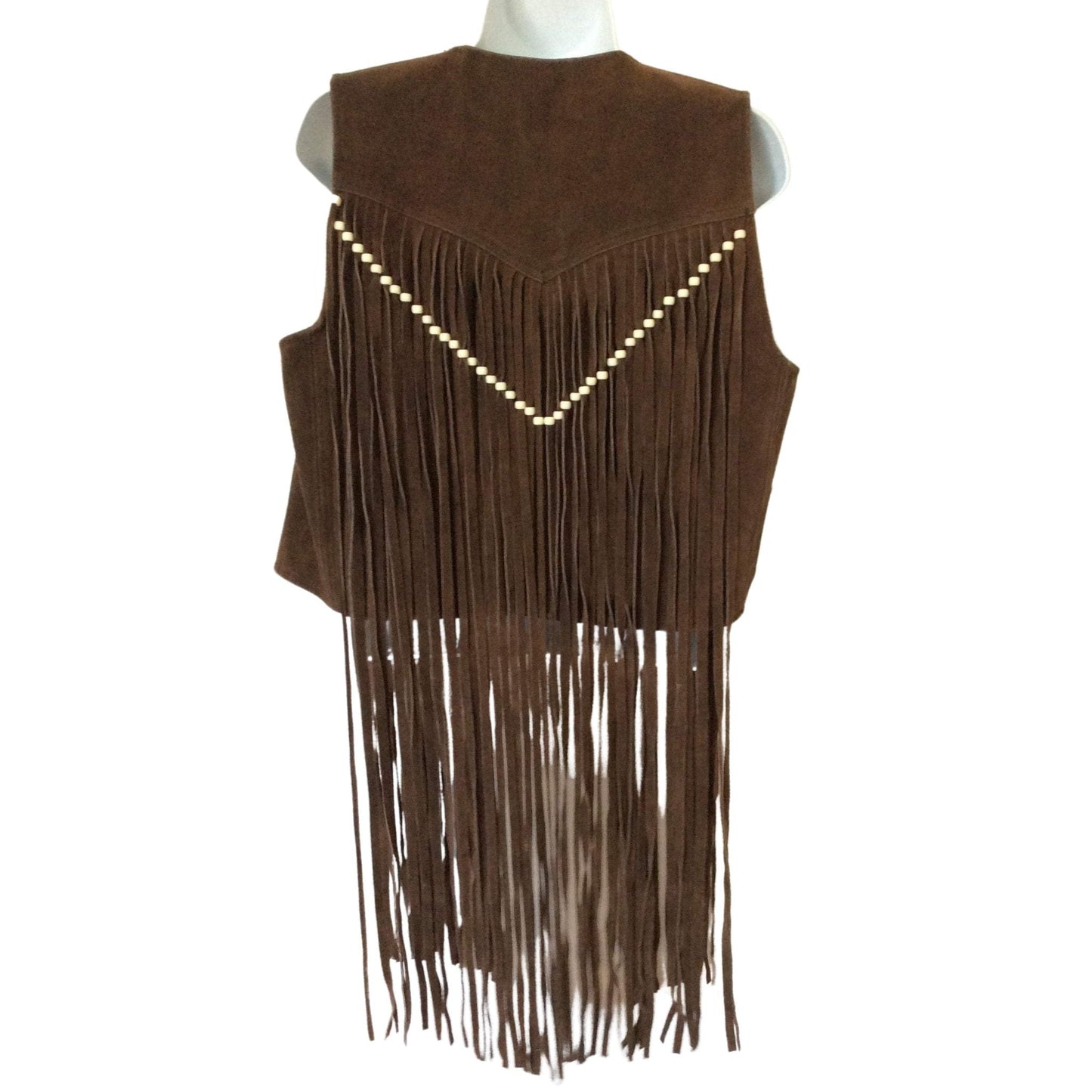 Vintage Fringed Leather Vest Medium / Brown / Vintage 1970s