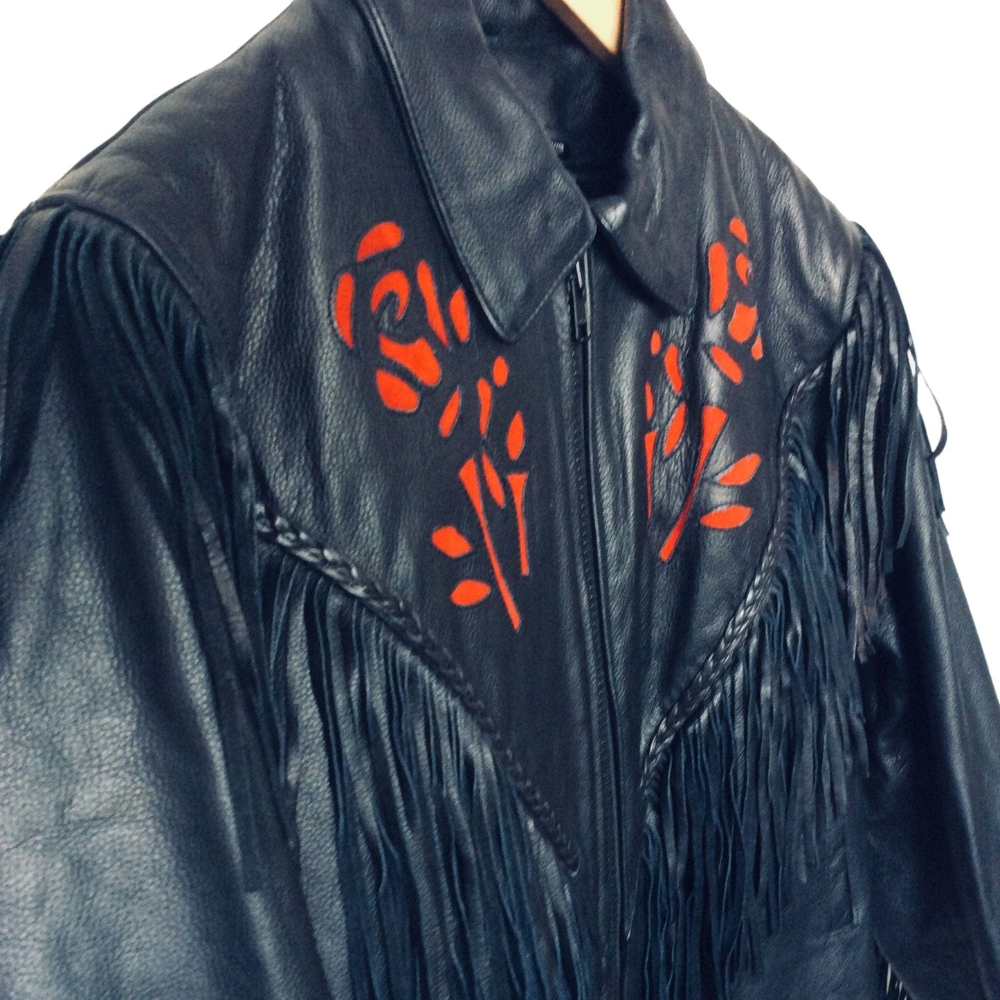 Vintage Fringed Moto Jacket Medium / Black / Vintage 1980s