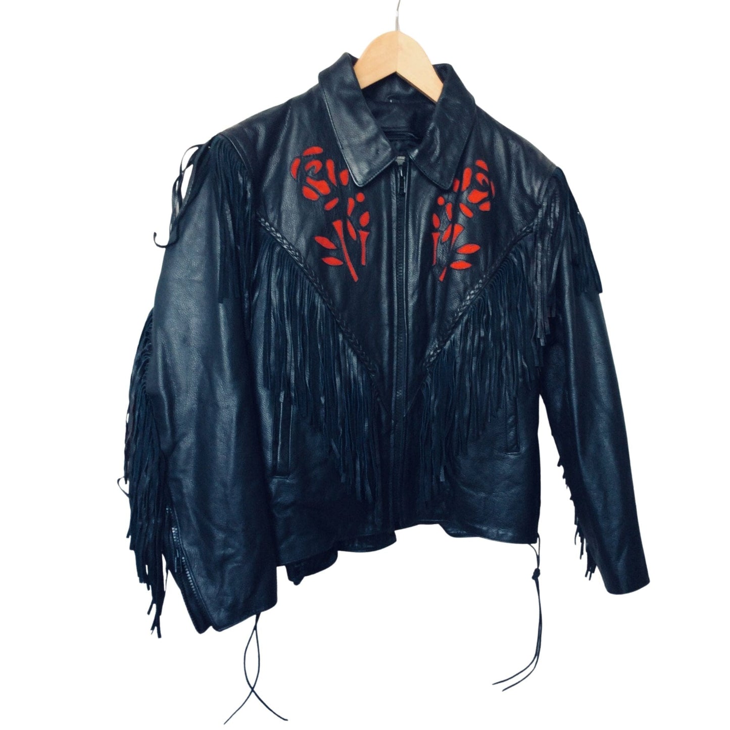 Vintage Fringed Moto Jacket Medium / Black / Vintage 1980s