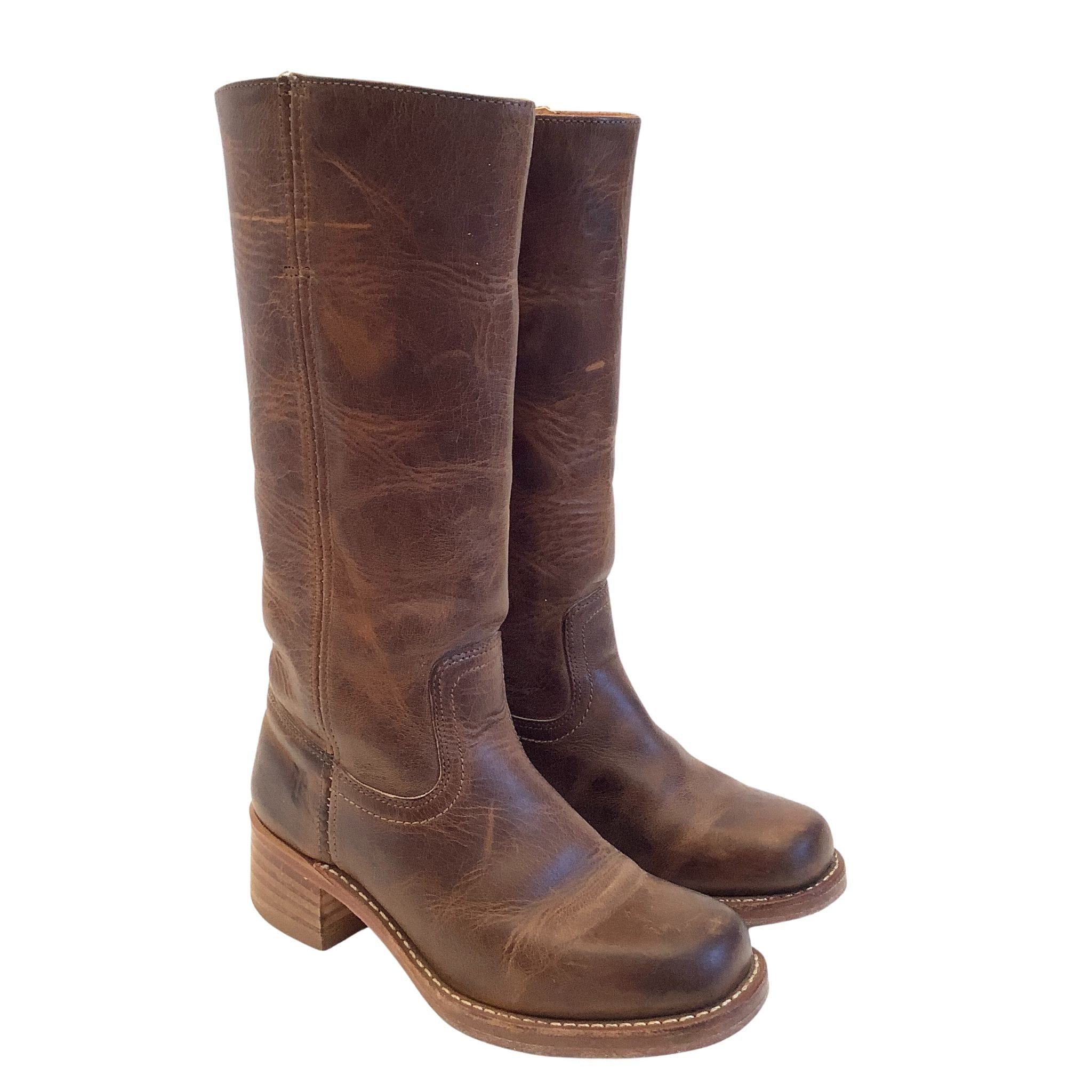 Frye dark brown boots best sale