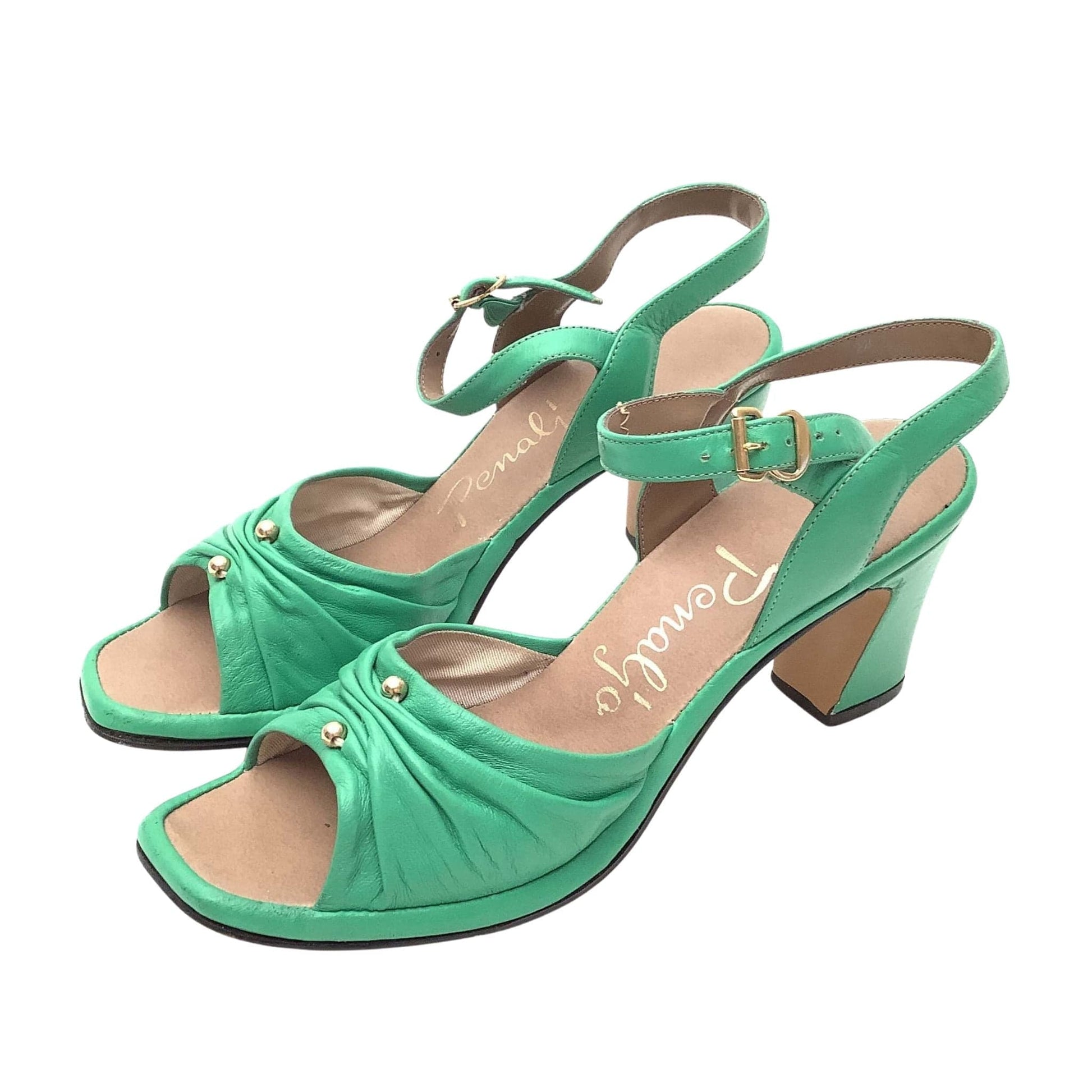 Vintage Green Strappy Heels 6.5 / Green / Vintage 1980s