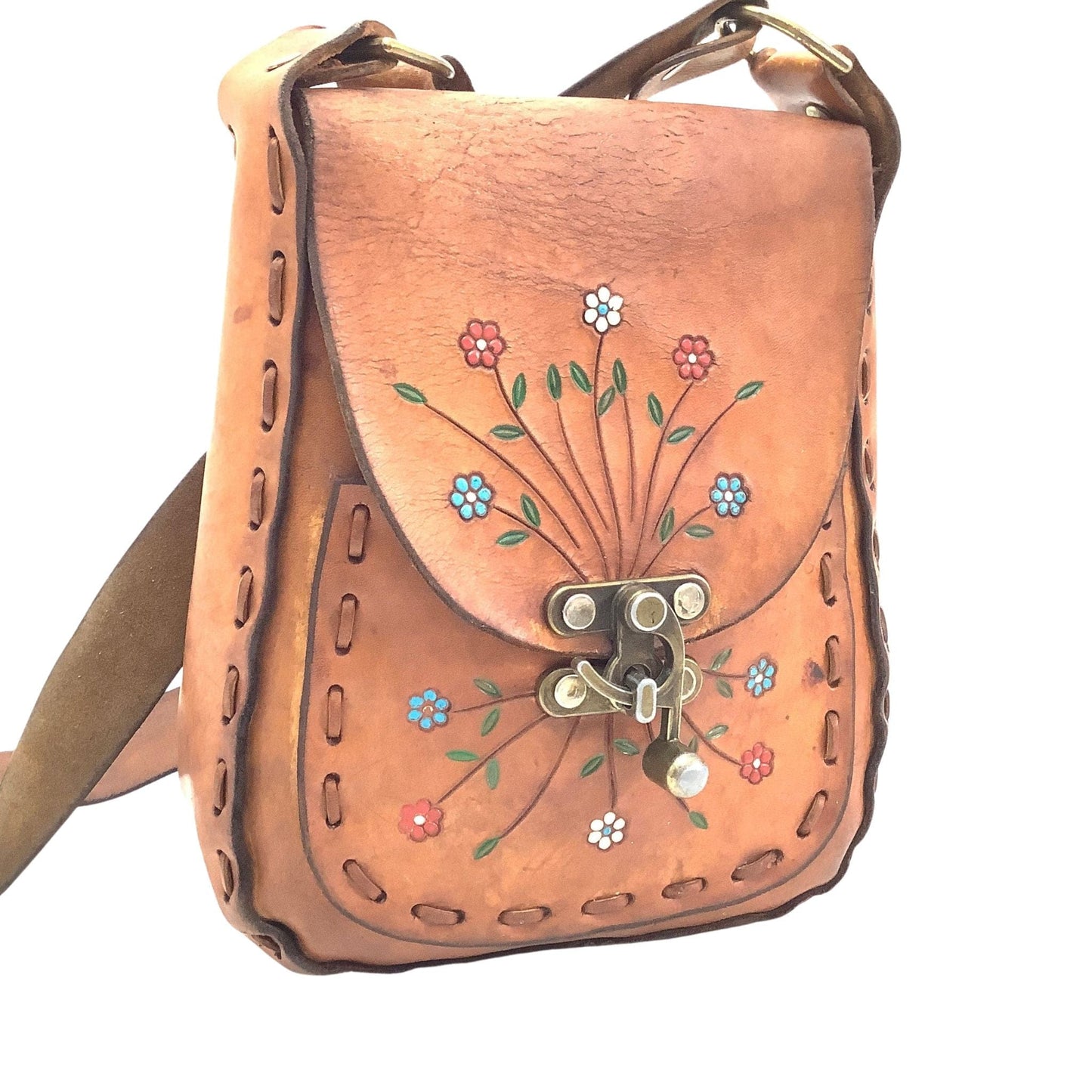 Vintage Hippie Era Bag Tan / Leather / Vintage 1970s