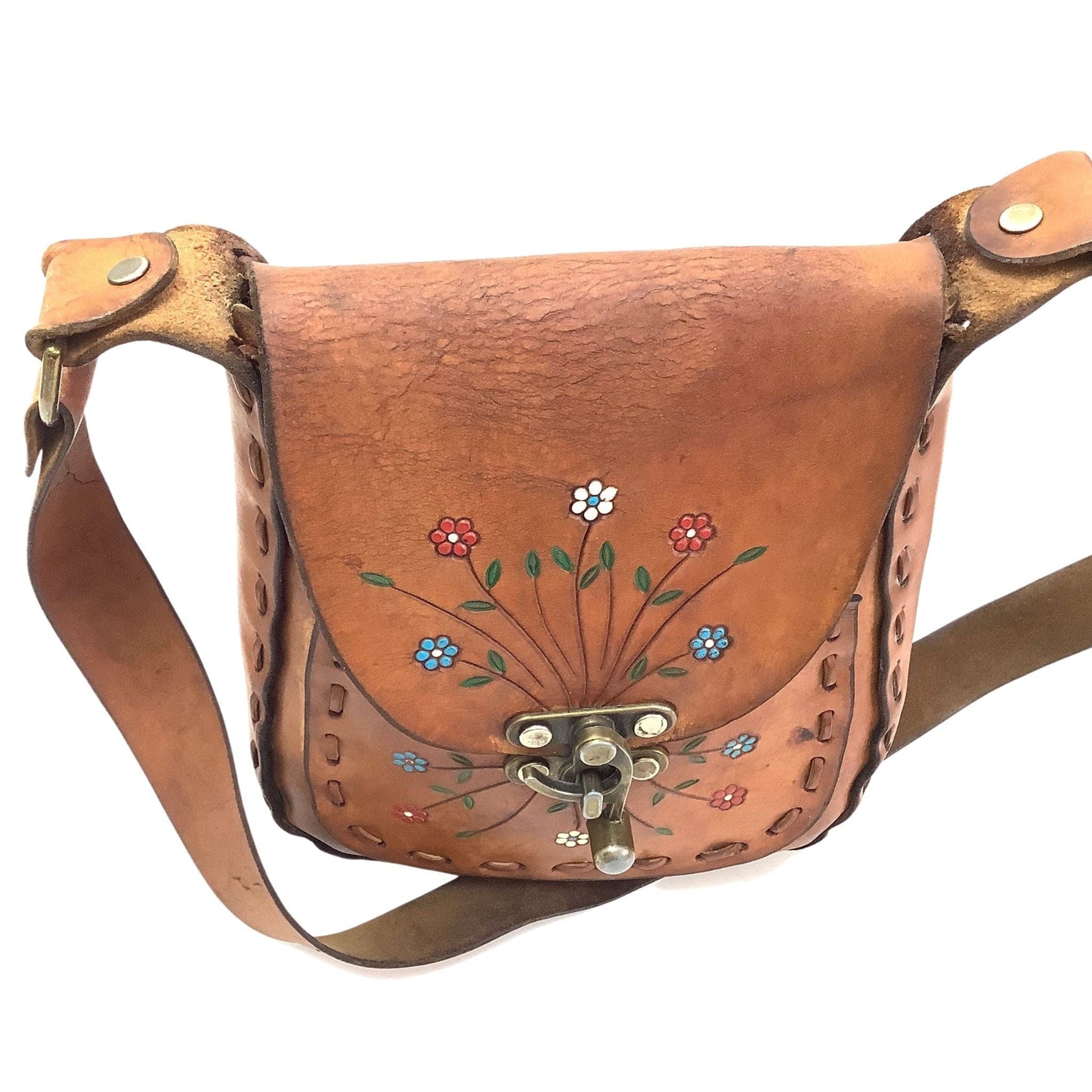 Vintage Hippie Era Bag Tan / Leather / Vintage 1970s