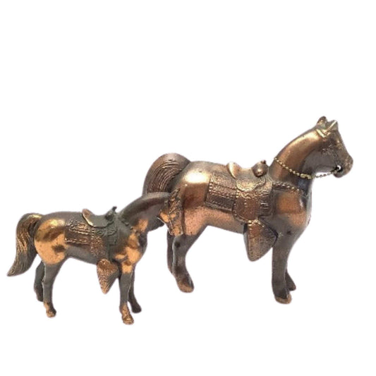 Vintage Horse Figurines Metal / Copper / Vintage 1940s