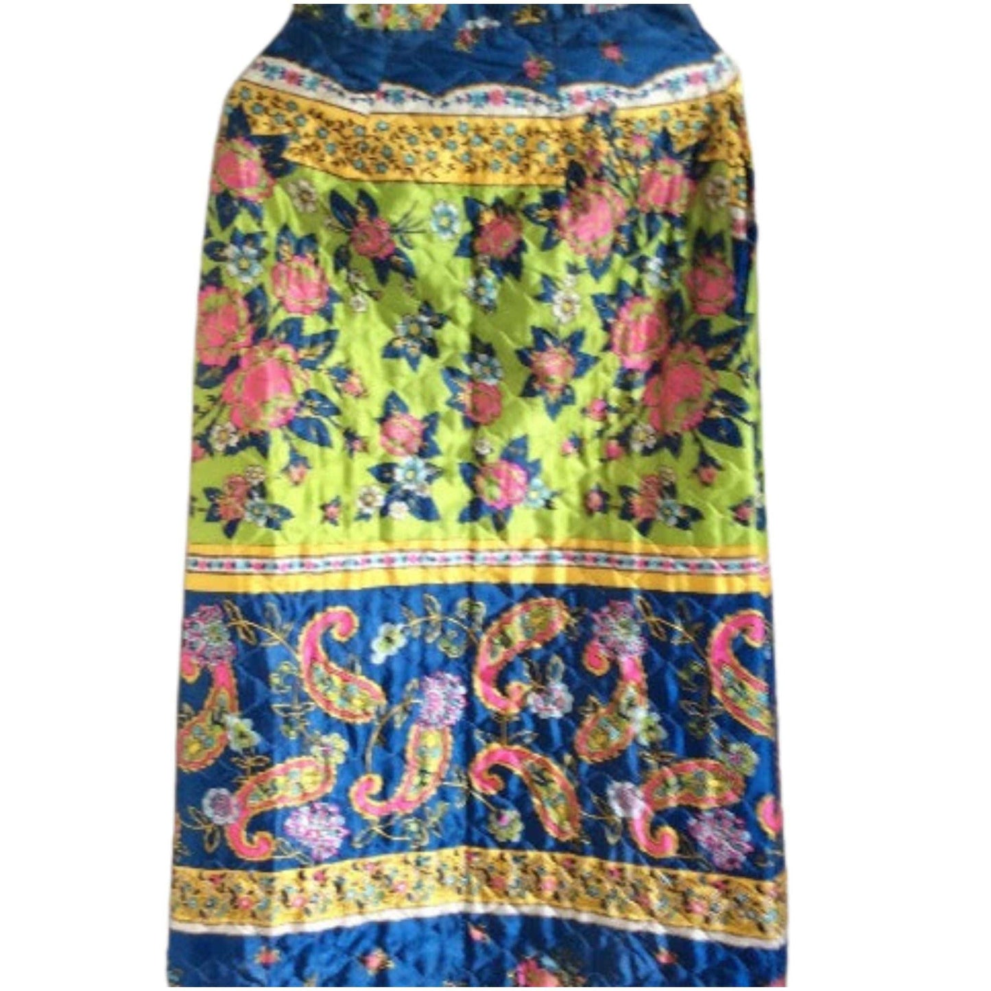 Vintage Long Quilted Skirt Medium / Multi / Vintage 1970s