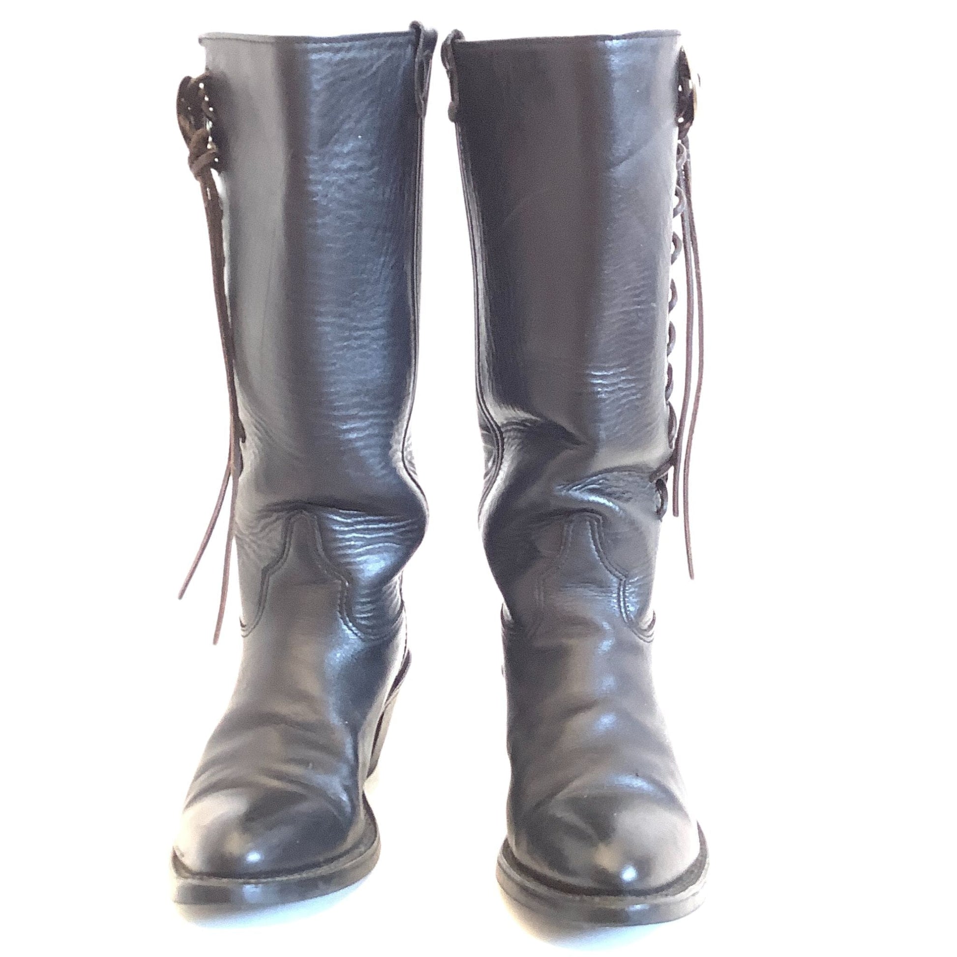 Vintage Moto Boots 7 / Black / Vintage 1980s