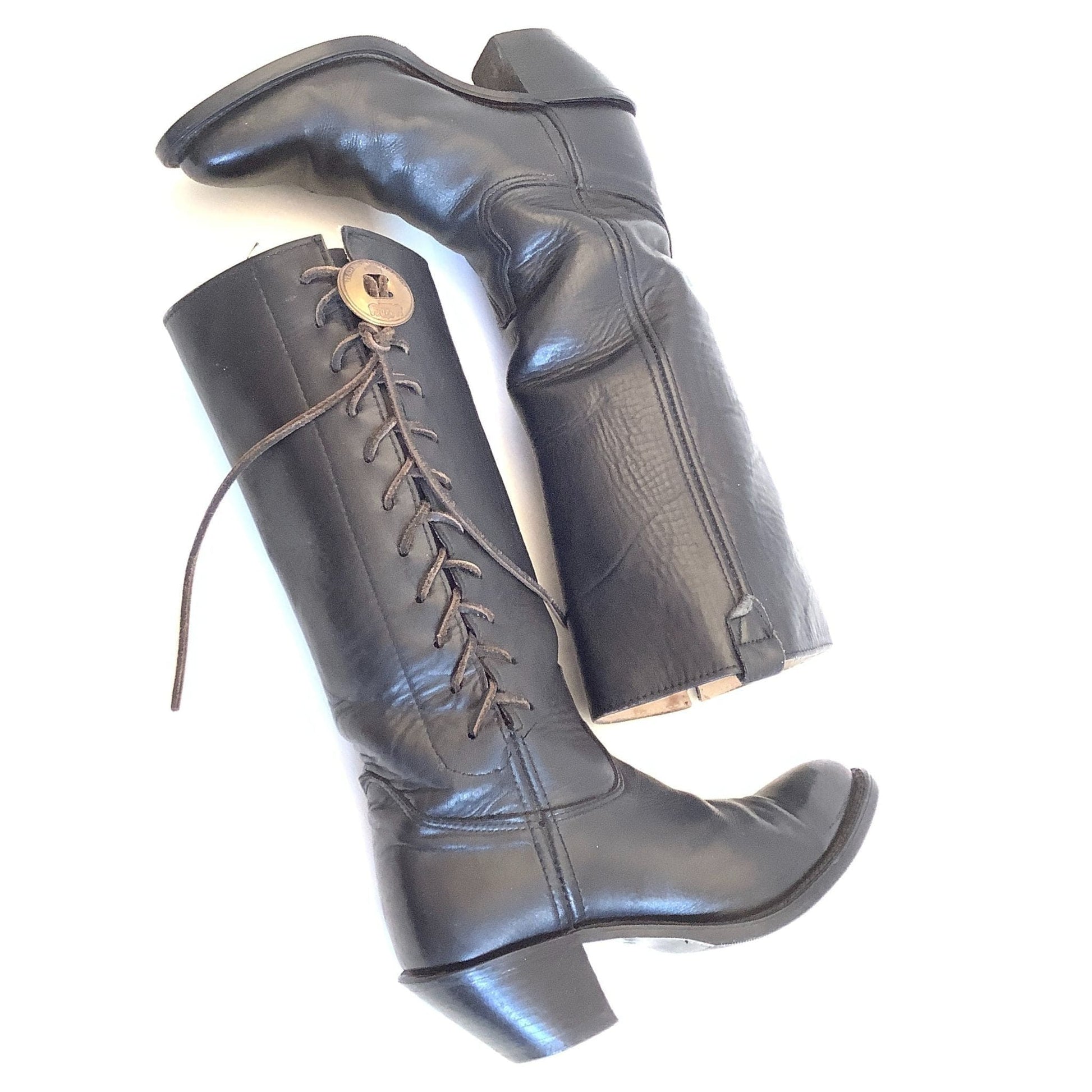 Vintage Moto Boots 7 / Black / Vintage 1980s