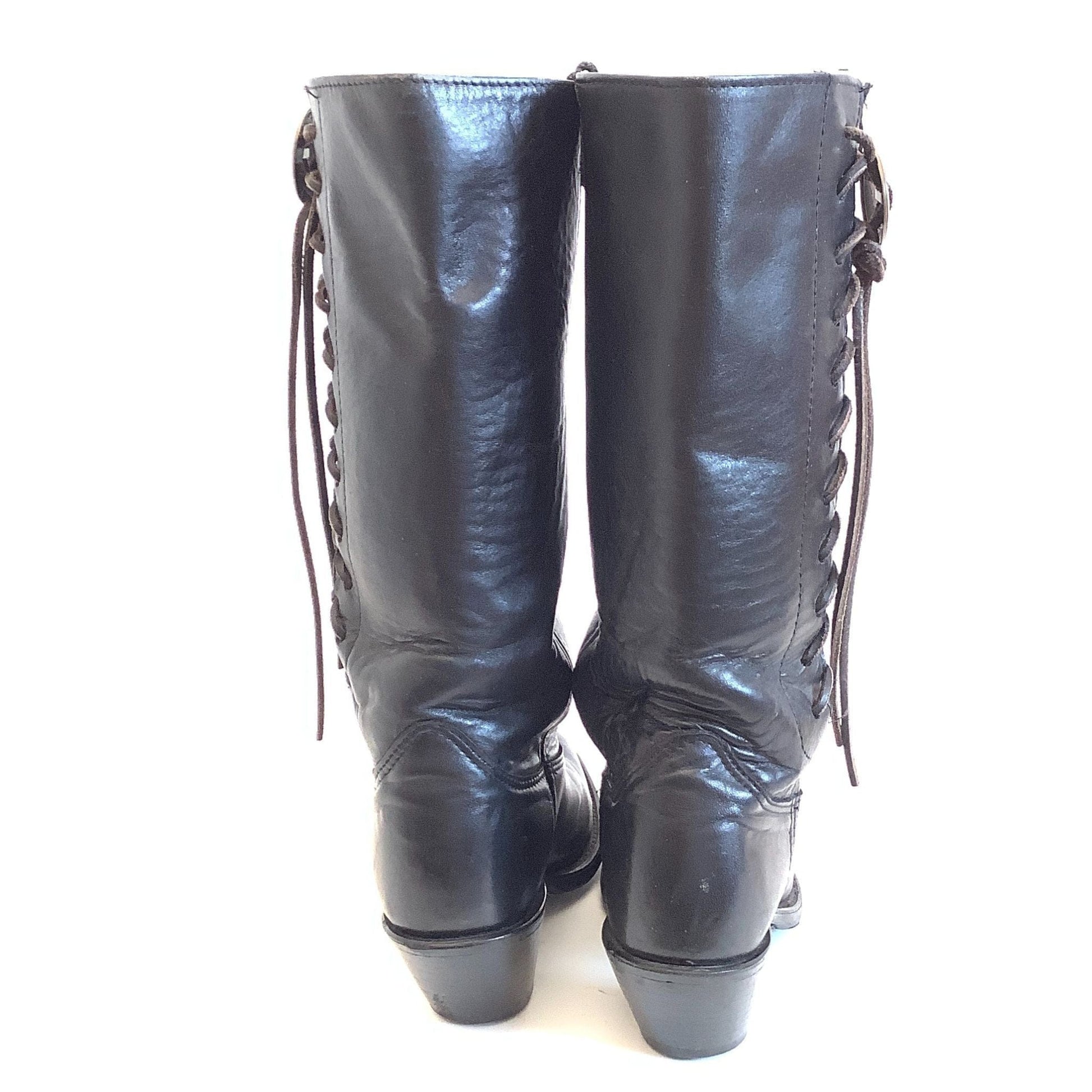 Vintage Moto Boots 7 / Black / Vintage 1980s