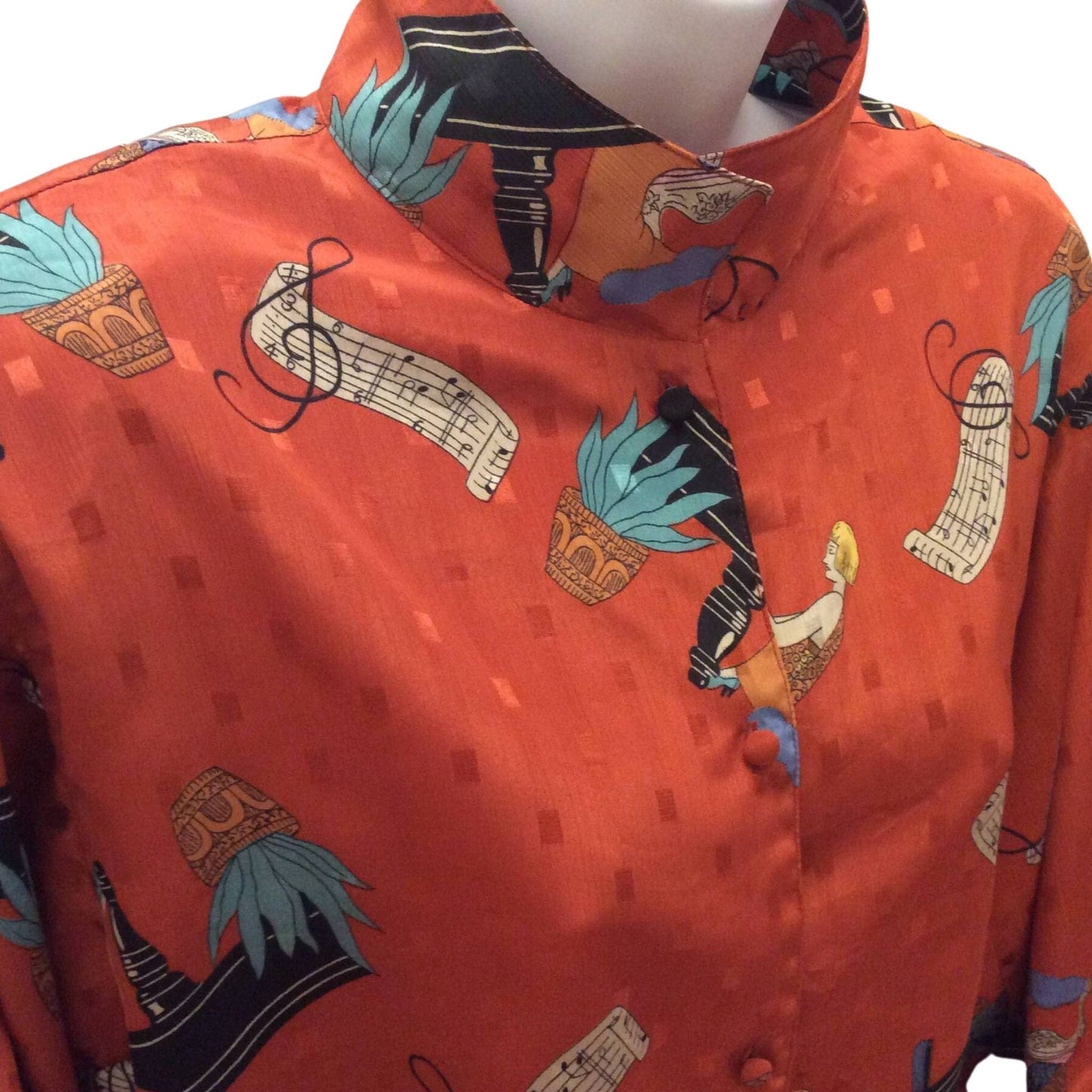 Vintage Musical Novelty Top Medium / Red / Vintage 1980s