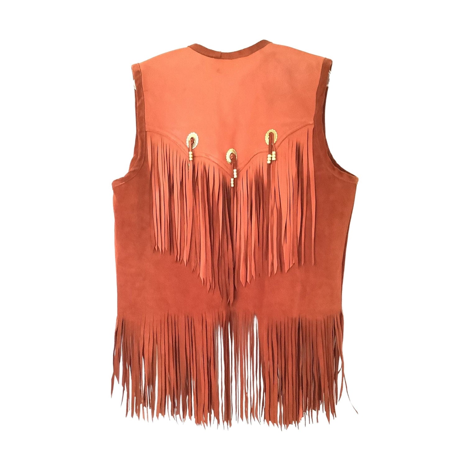 Vintage Nat Am Fringed Vest Medium / Orange / Vintage 1970s