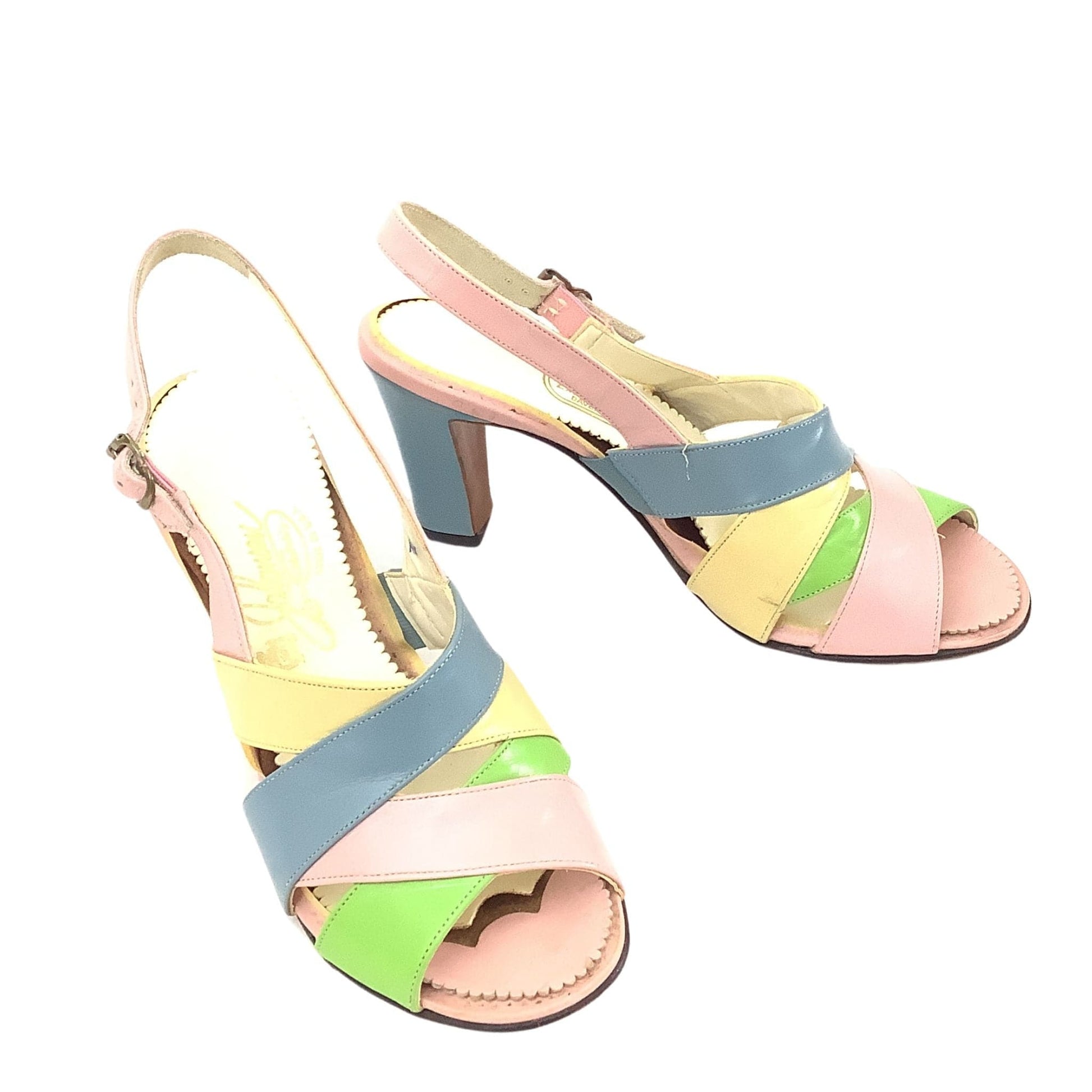 Vintage Pastel Color Sandals 7M / Multi / Vintage - 1960s