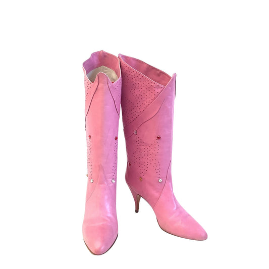 Vintage Pink Heeled Boots 7.5 / Pink / Vintage 1980s