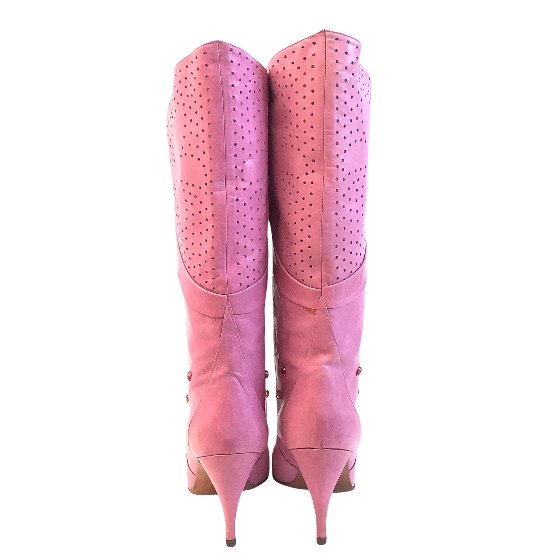 Vintage Pink Heeled Boots 7.5 / Pink / Vintage 1980s