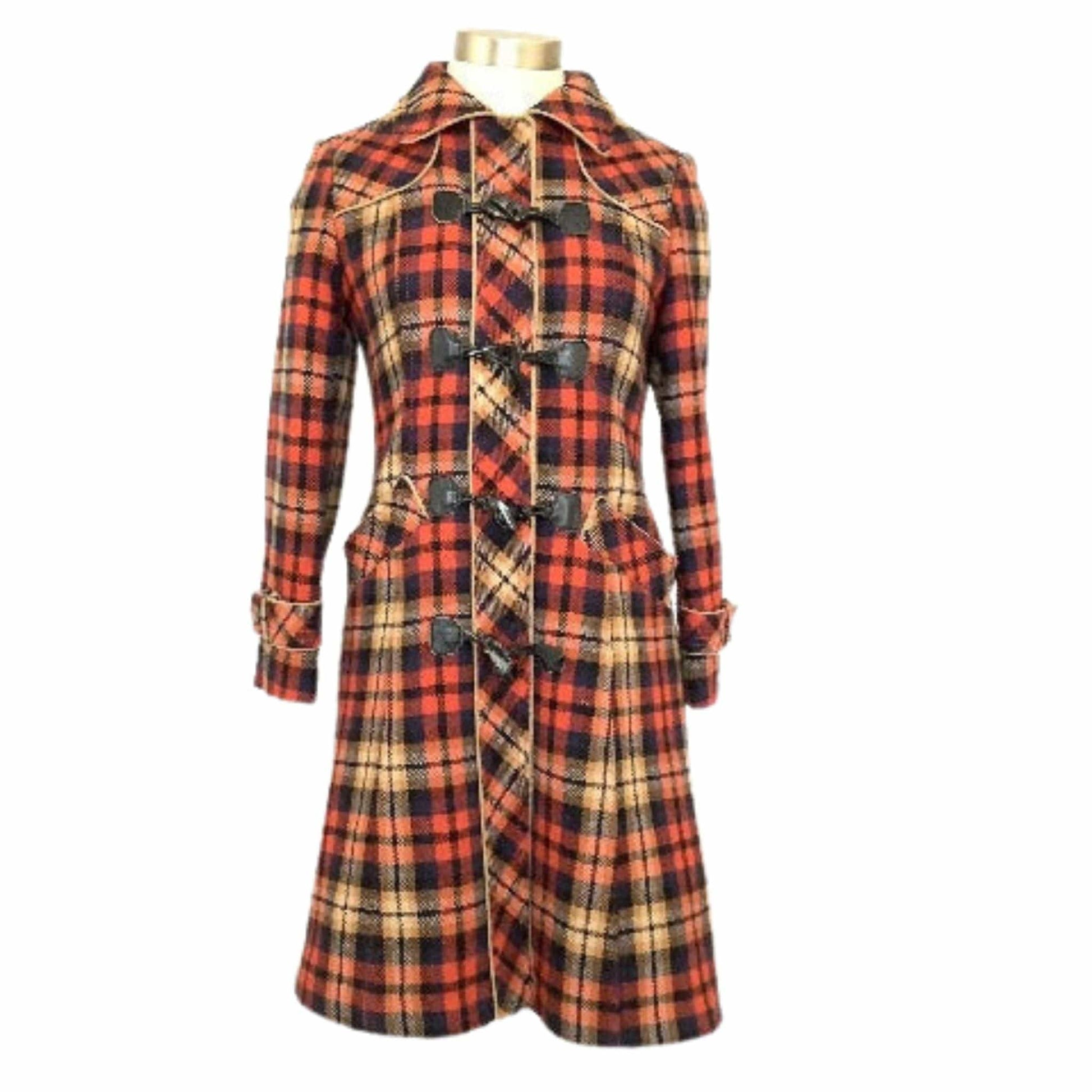 Vintage Plaid Wool Coat Extra Small / Multi / Vintage 1950s