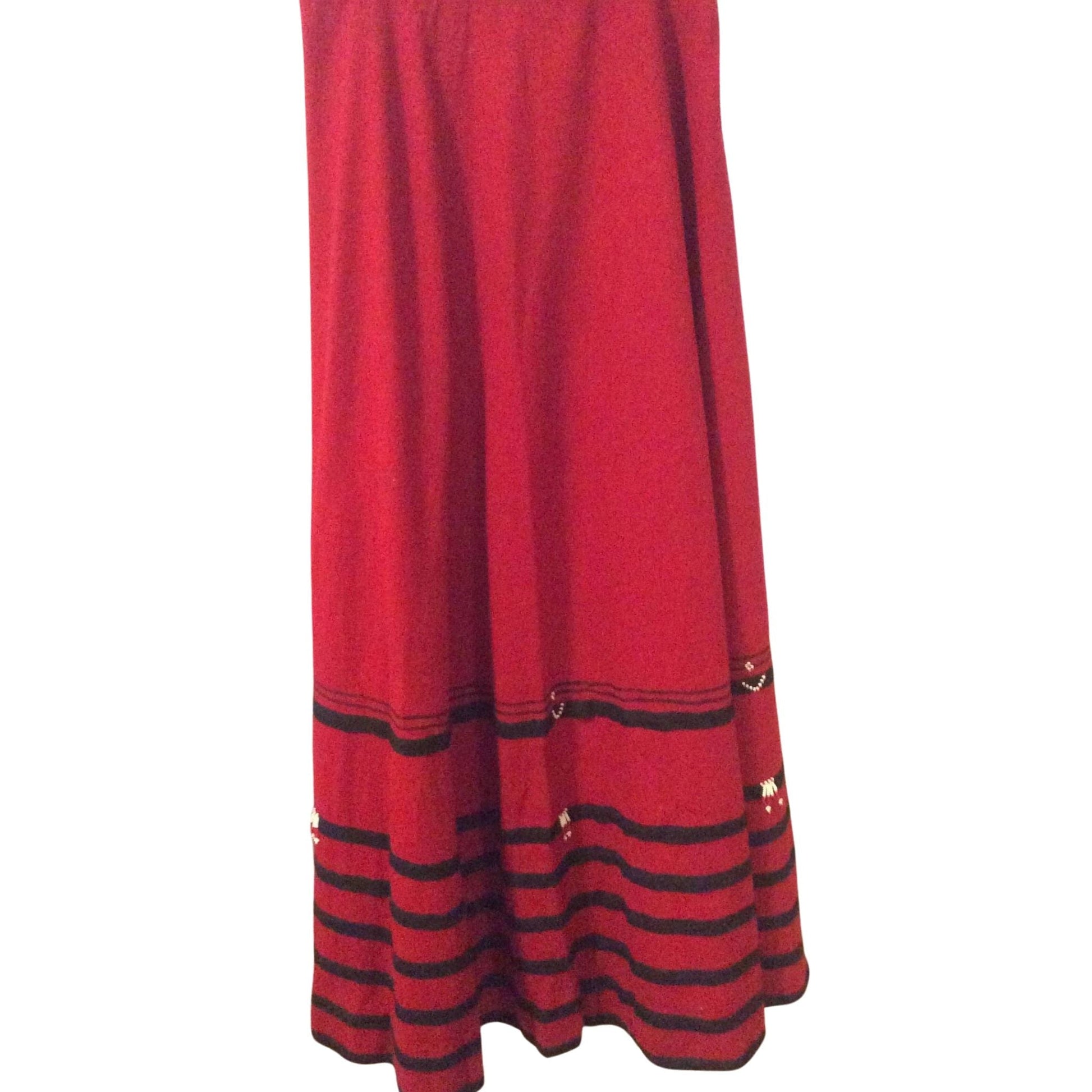 Vintage Raw Linen Skirt Medium / Red / Vintage 1930s