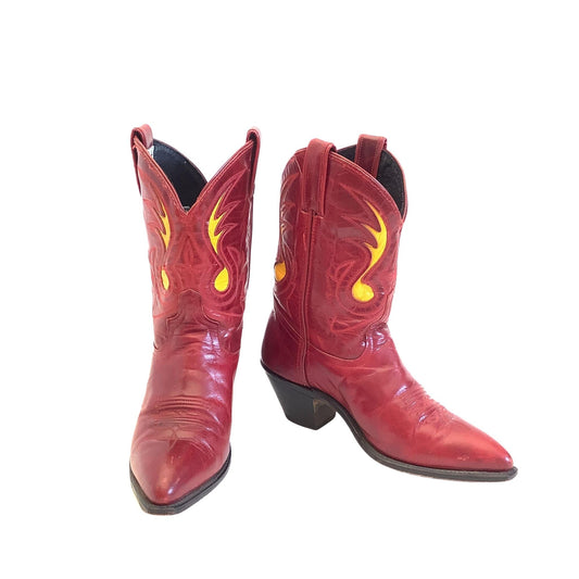 Vintage Red Cowboy Boots 7 / Multi / Vintage 1980s