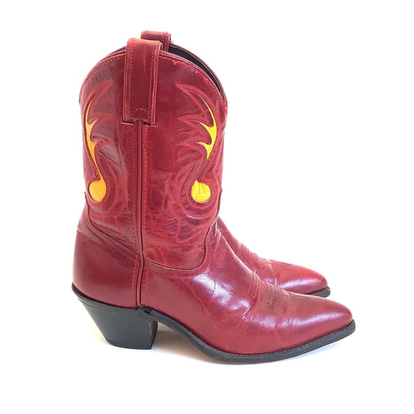 Vintage Red Cowboy Boots 7 / Multi / Vintage 1980s