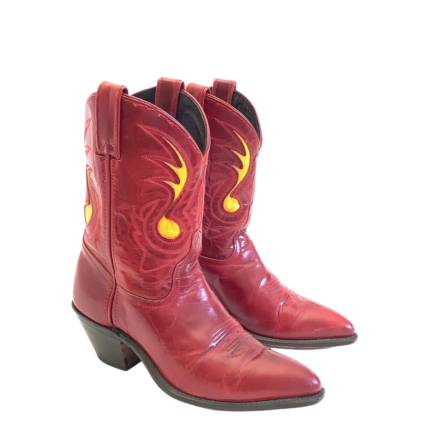 Vintage Red Cowboy Boots 7 / Multi / Vintage 1980s