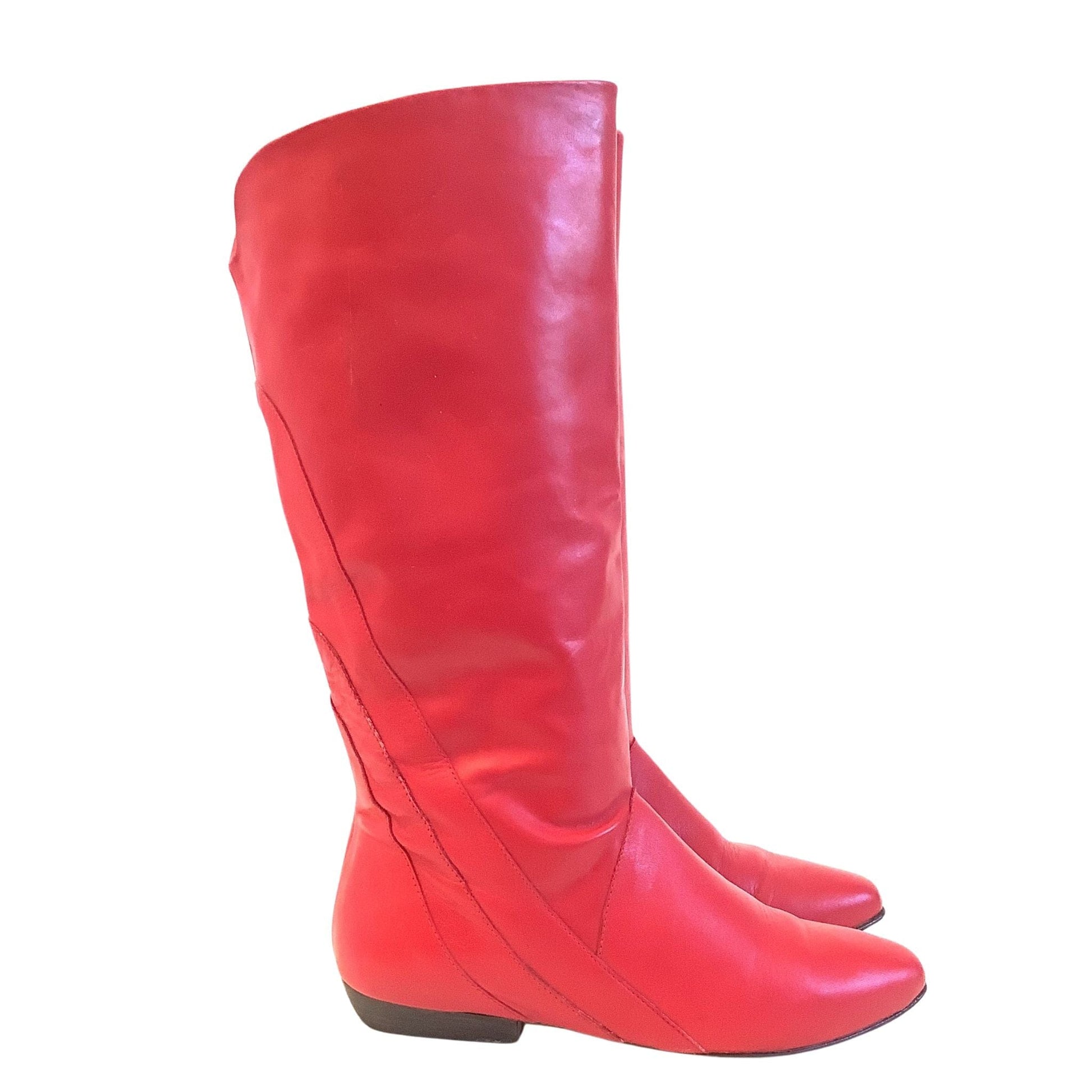 Vintage Red Leather Boots 7 / Red / Vintage 1980s