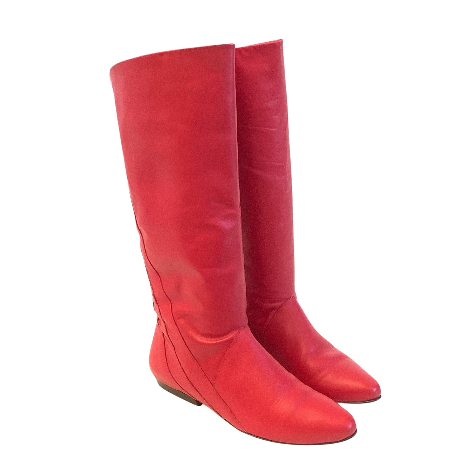 Vintage Red Leather Boots 7 / Red / Vintage 1980s
