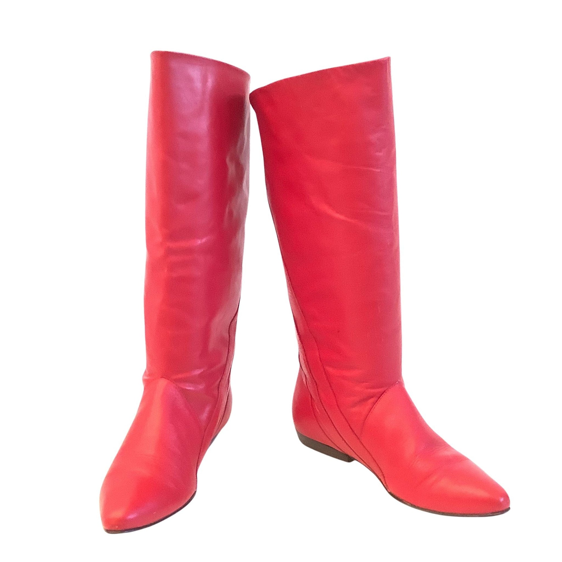 Vintage Red Leather Boots 7 / Red / Vintage 1980s