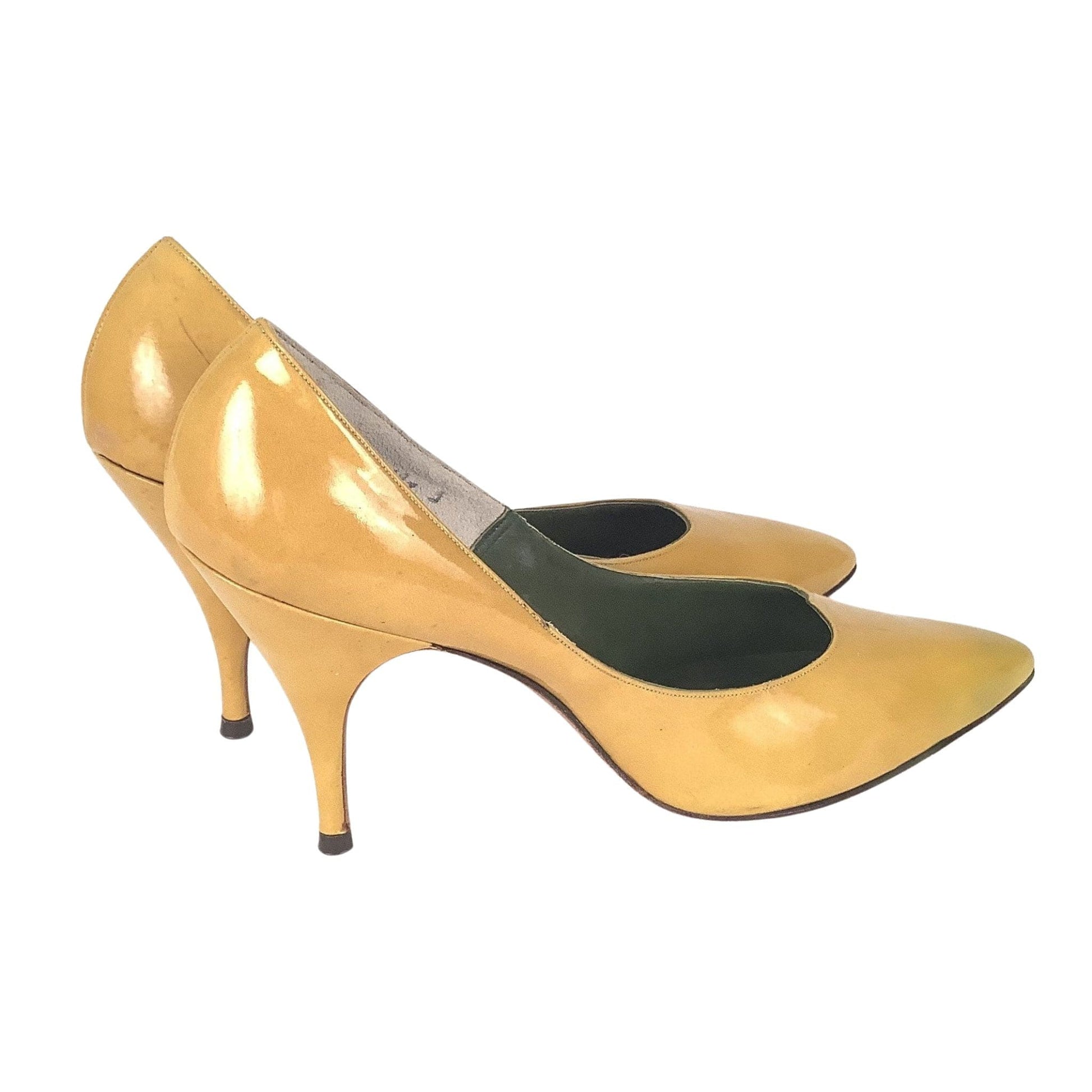 Vintage Rockabilly Heels 9 / Yellow / Vintage 1950s