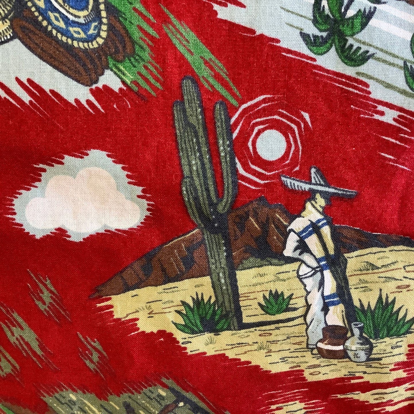 Vintage Southwestern Fabric Multi / Cotton / Vintage 1950s