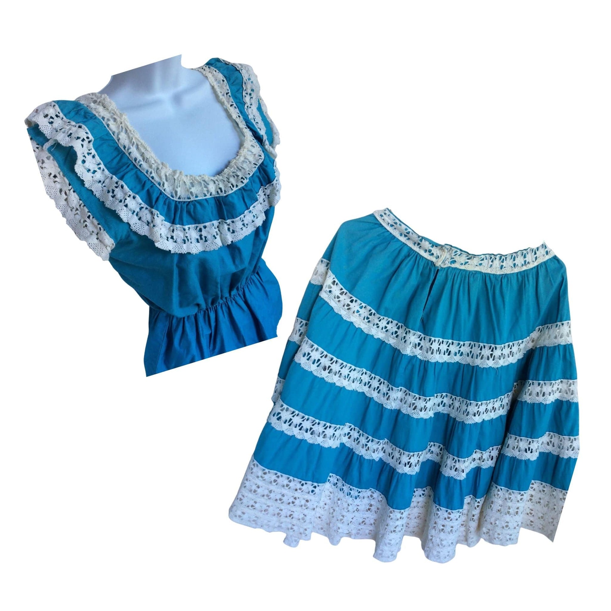 Vintage Square Dance Outfit Small / Blue / Vintage 1950s