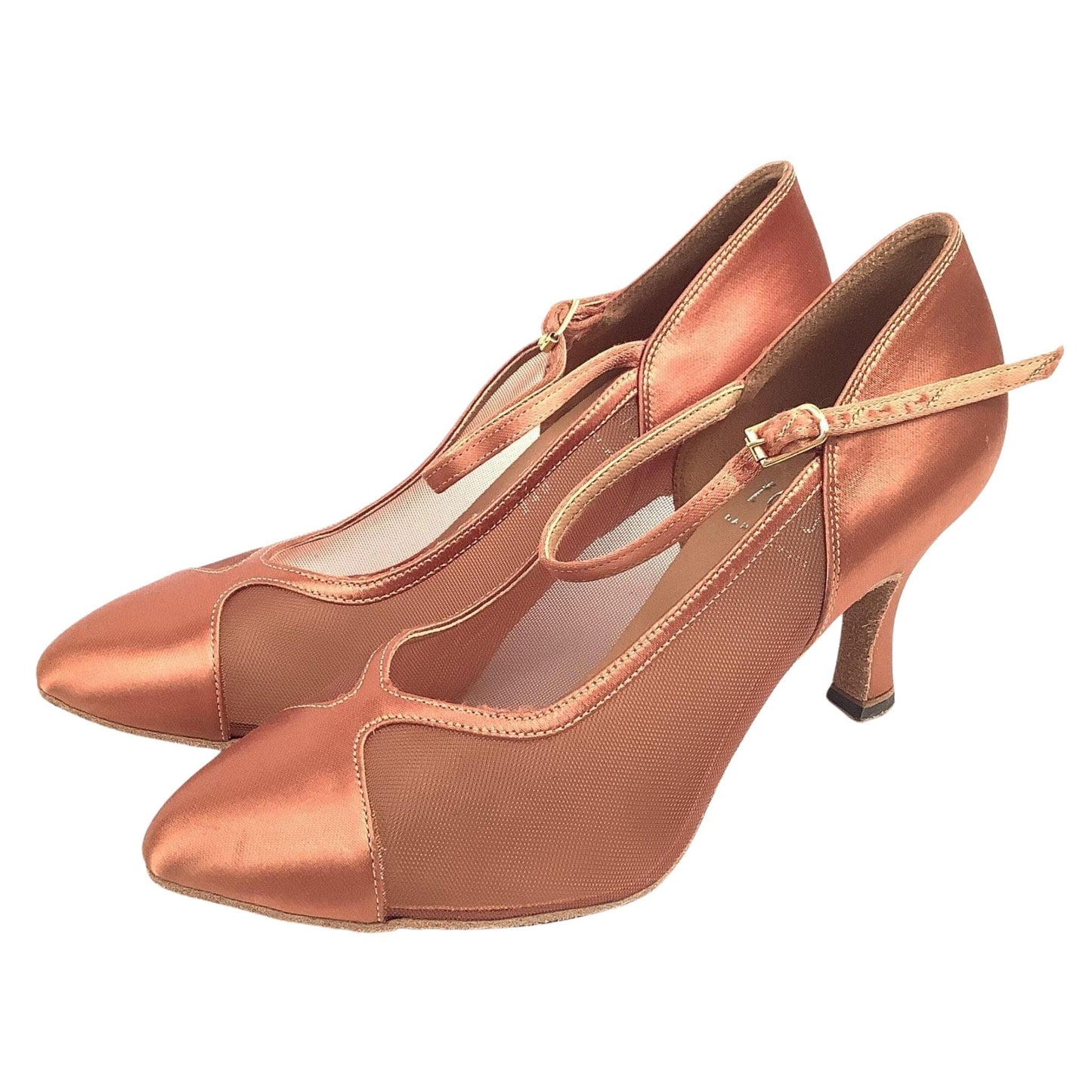 Vintage T-strap  Dance Heels 6.5 / Peach / Vintage 1980s