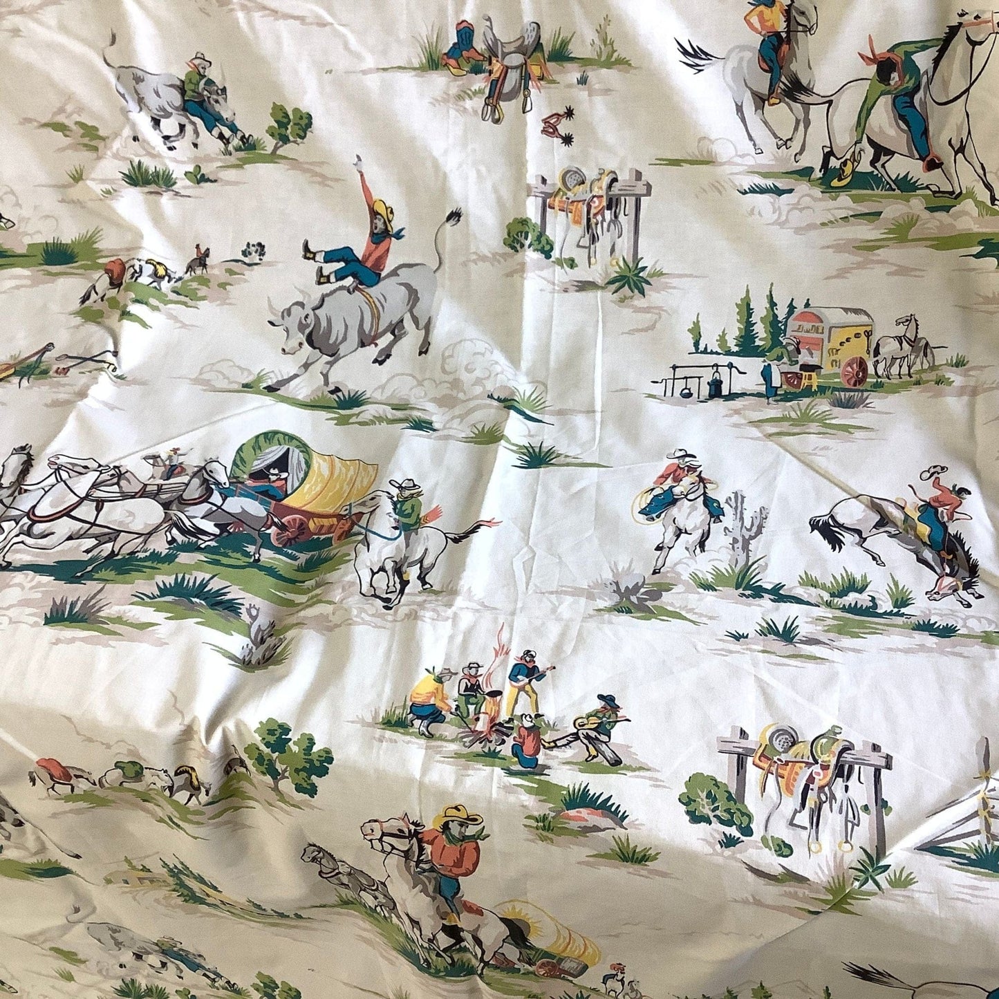 Vintage Western Bed Sheet Multi / Cotton / Vintage 1990s