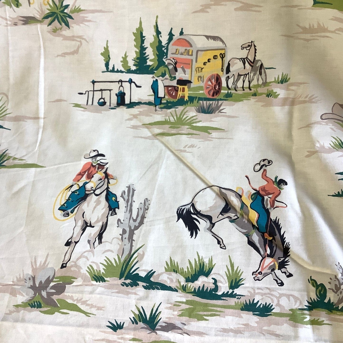 Vintage Western Bed Sheet Multi / Cotton / Vintage 1990s