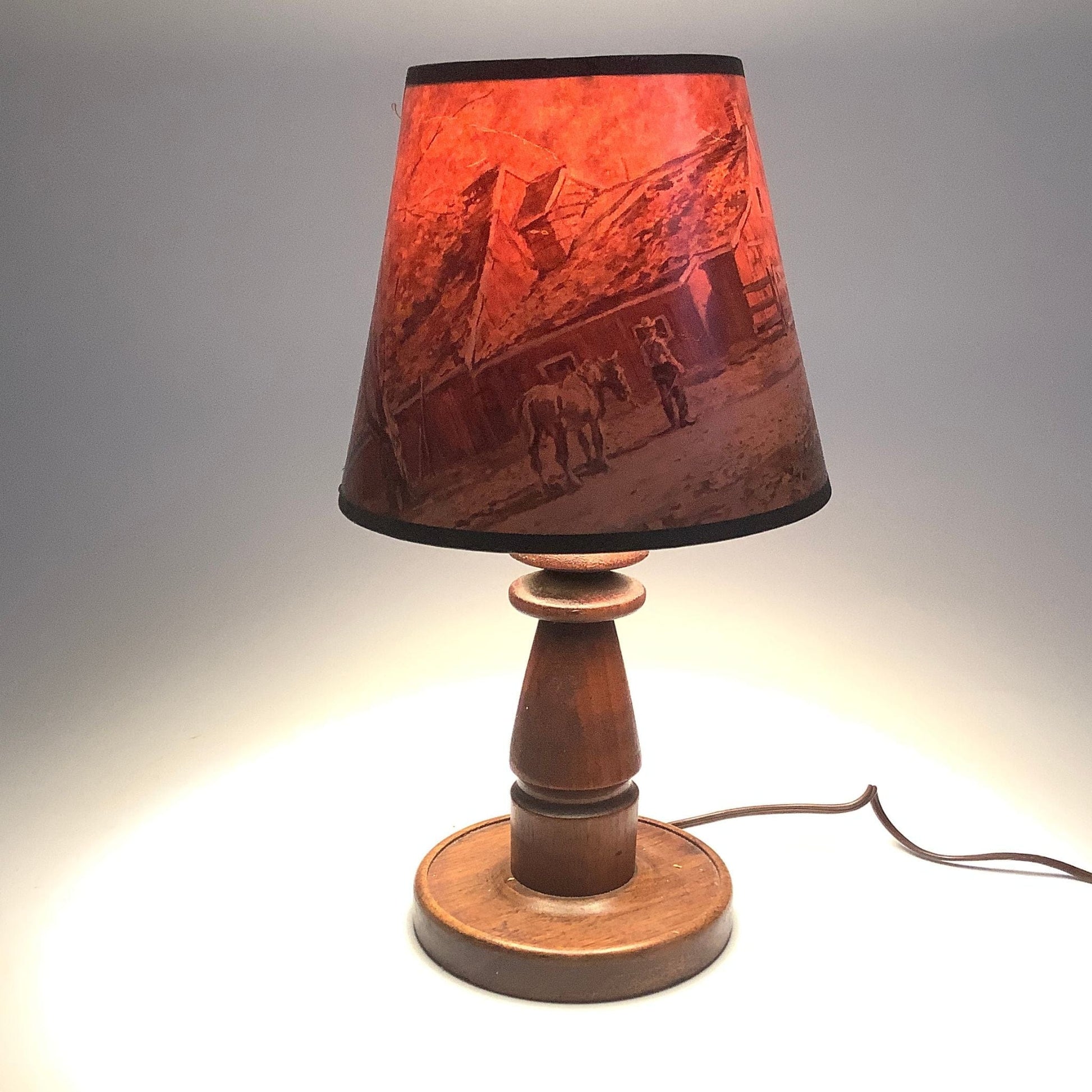 Vintage Western Lamp Multi / Wood / Western