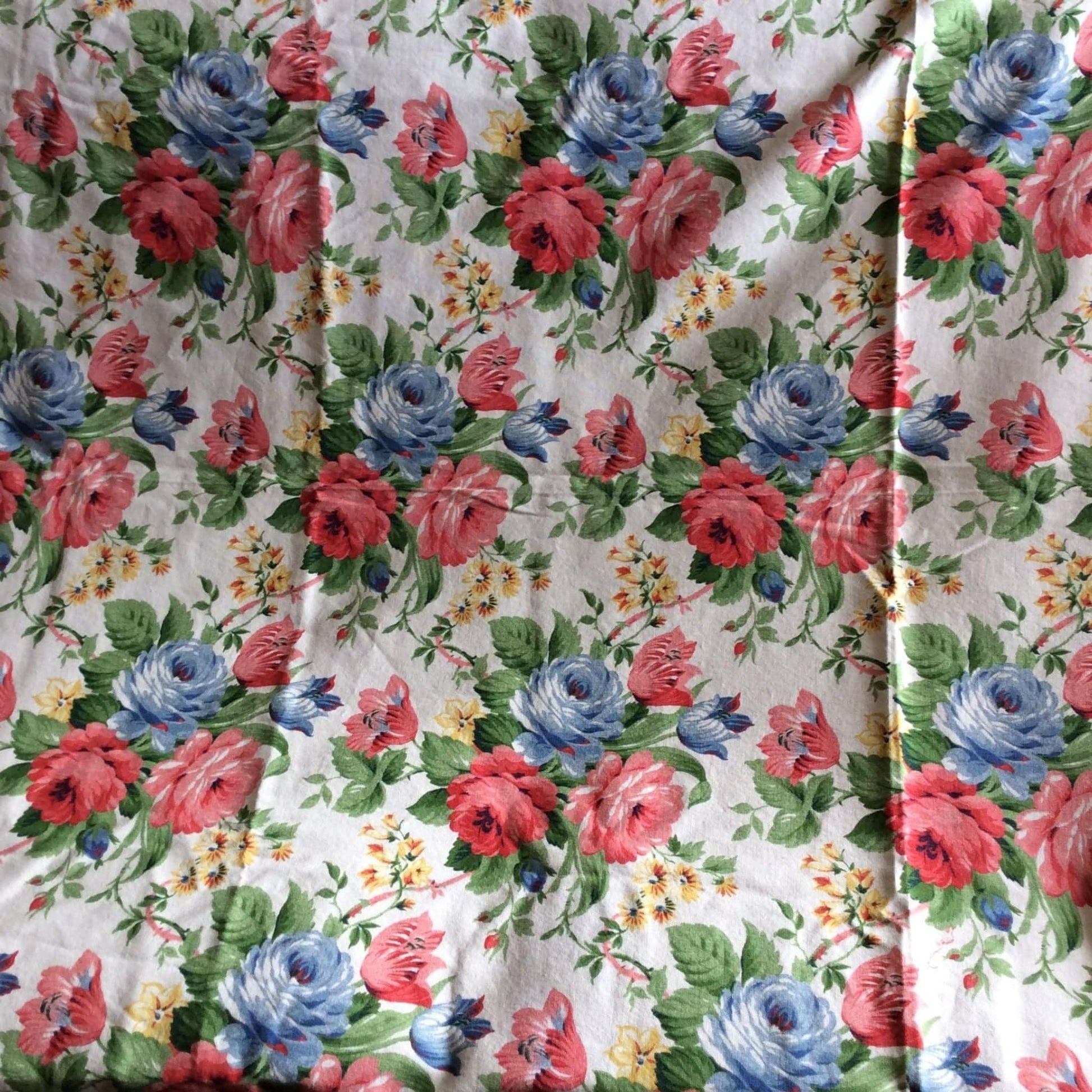 VTG Barkcloth Floral Fabric Barkcloth / Multi / Vintage 1980s