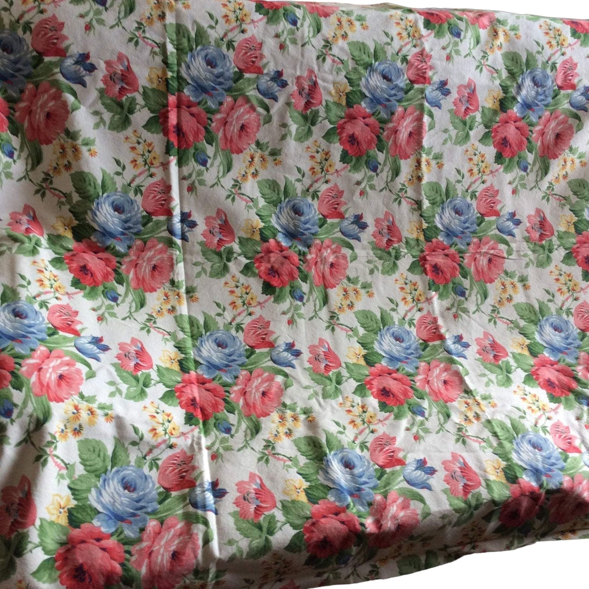 VTG Barkcloth Floral Fabric Barkcloth / Multi / Vintage 1980s