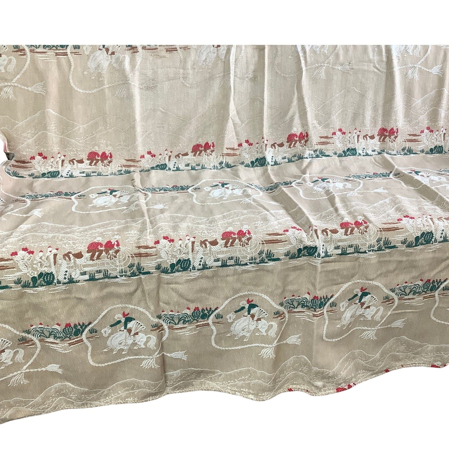 VTG Cowboy Bedspread Multi / Cotton / Vintage 1950s