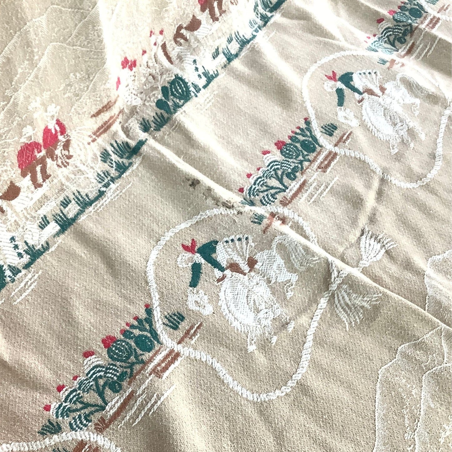 VTG Cowboy Bedspread Multi / Cotton / Vintage 1950s