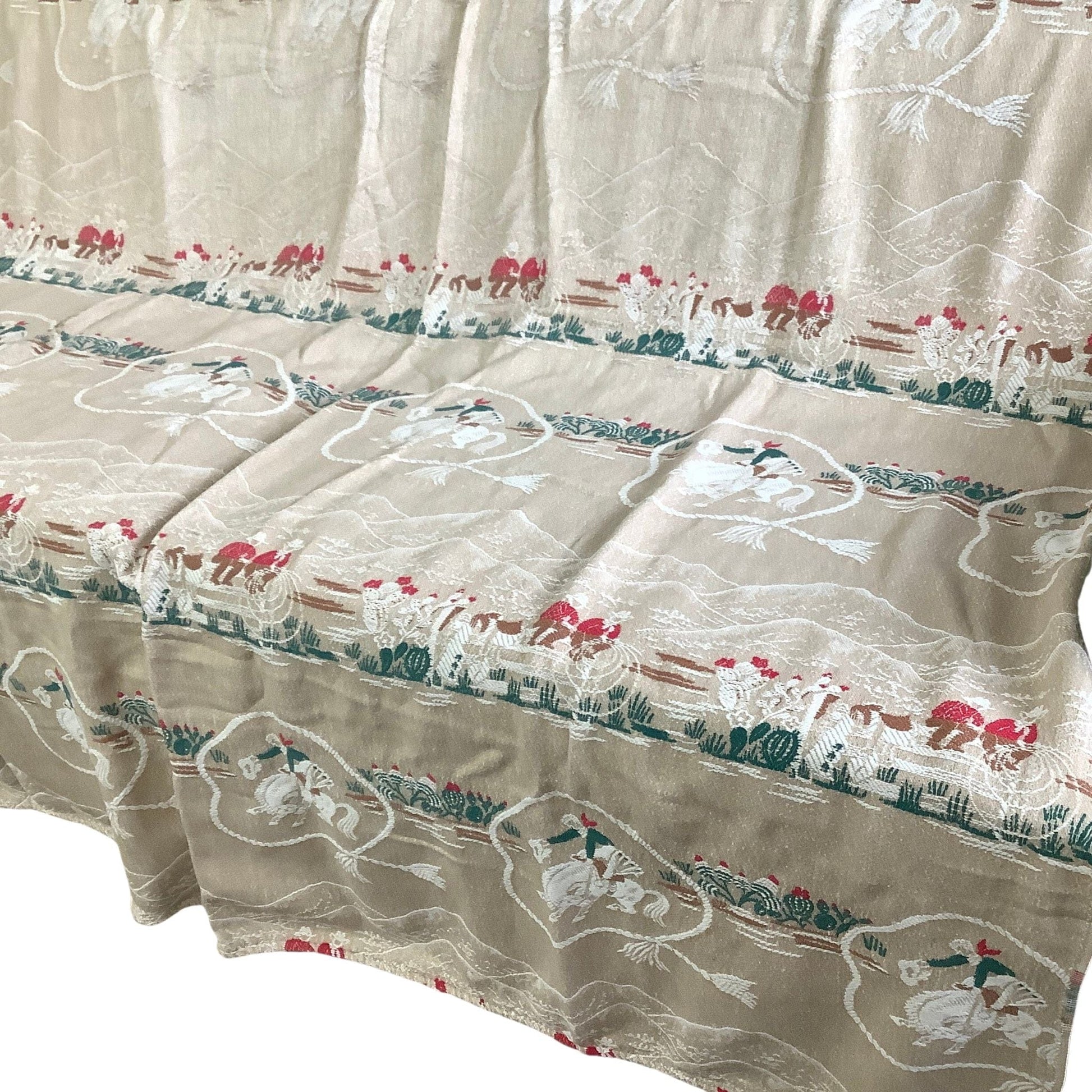 VTG Cowboy Bedspread Multi / Cotton / Vintage 1950s